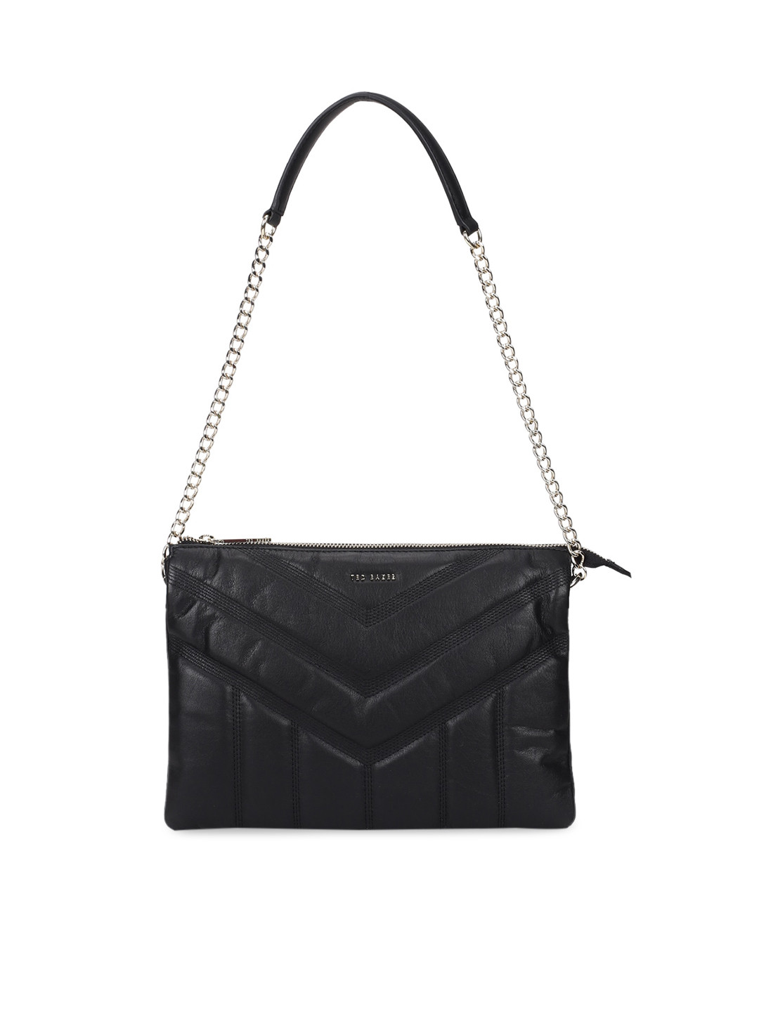 

Ted Baker Women Black Textured Leather Structured Sling Bag with Quilted