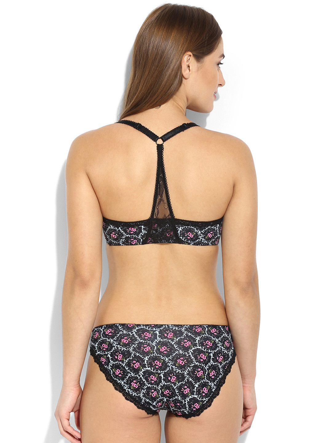 

Da Intimo Black Floral Print Lingerie Set DI-751