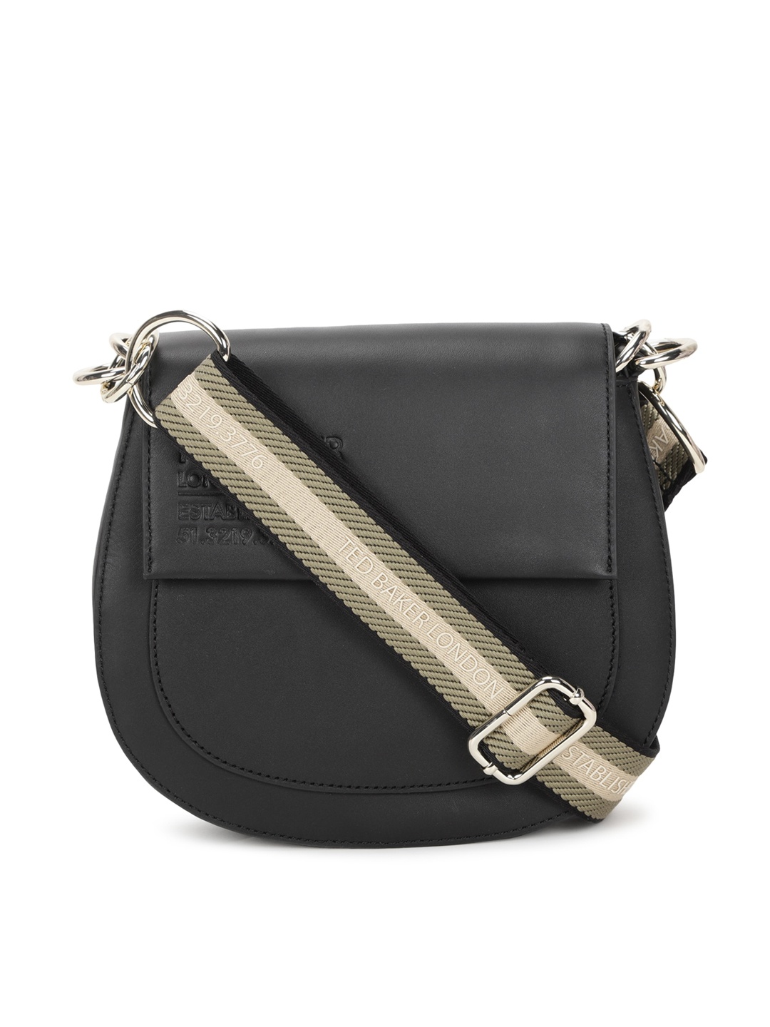 

Ted Baker Black Striped Leather Structured Sling Bag