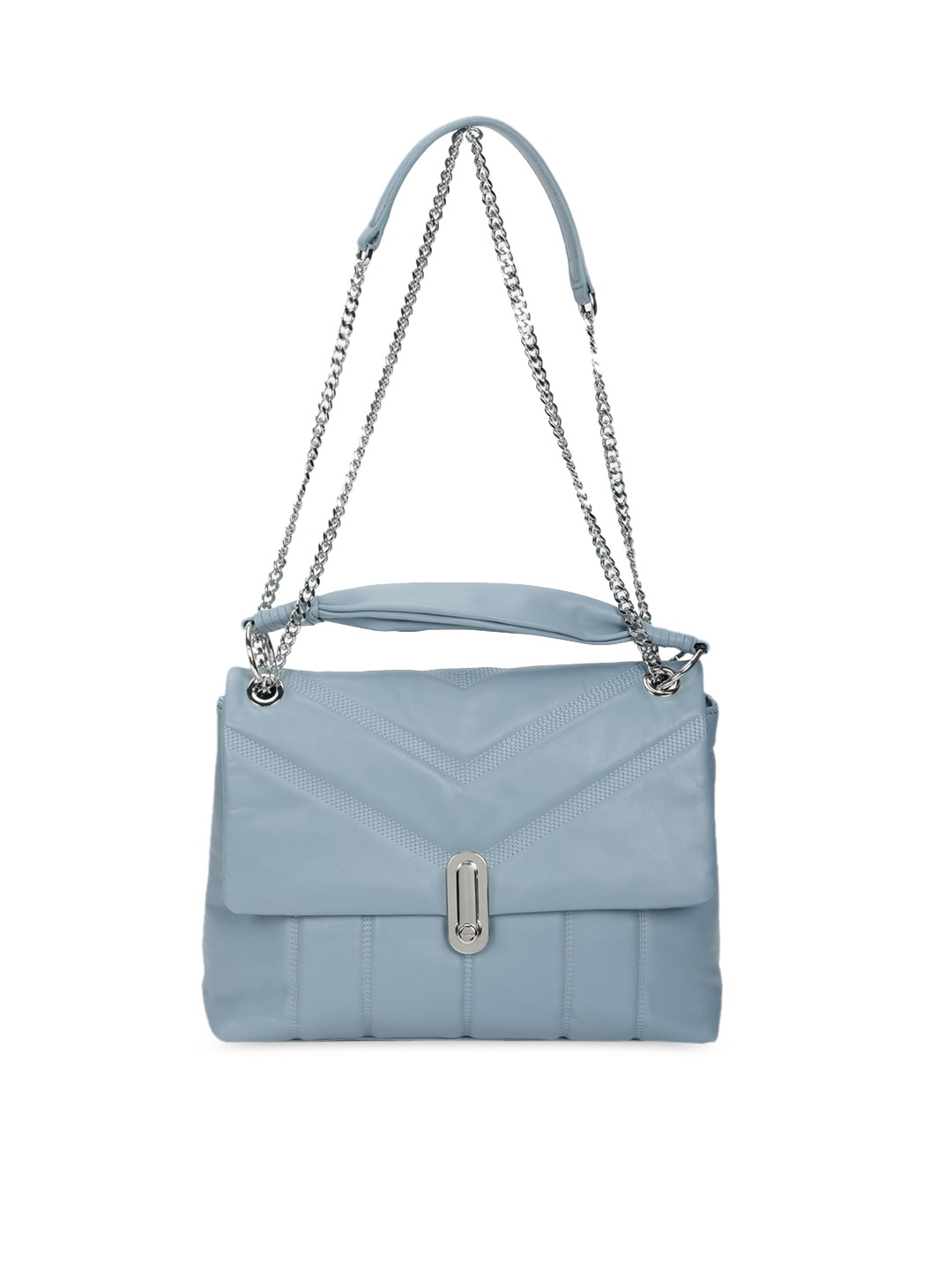 

Ted Baker Blue Textured Leather Structured Shoulder Bag with Quilted