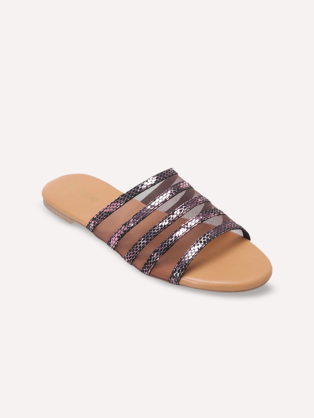 

LA SAVIE Women Purple Printed Open Toe Flats