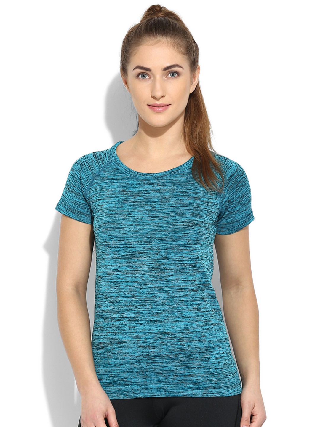

Da Intimo Women Blue Solid Round Neck Training T-shirt