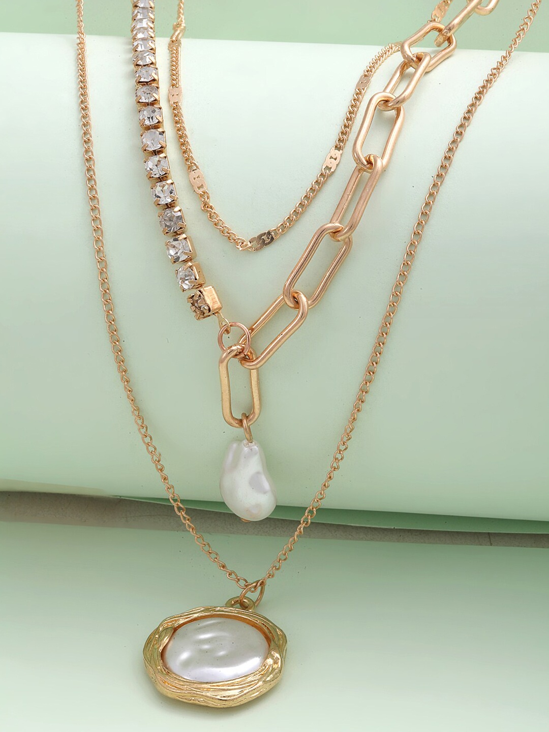 

Ferosh Gold-Toned & White Layered Chain