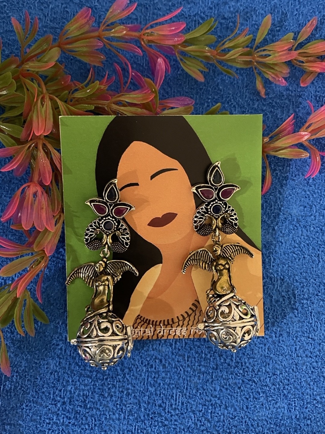 

Digital Dress Room German Silver & Gold-Toned Quirky Jhumkas Earrings