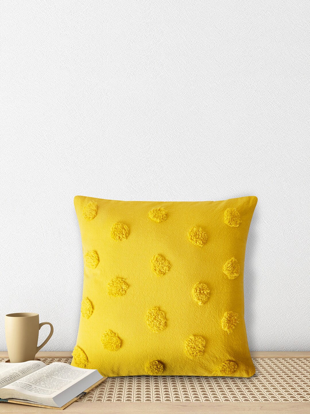 

Living scapes by Pantaloons Yellow Floral Square Cushion Covers