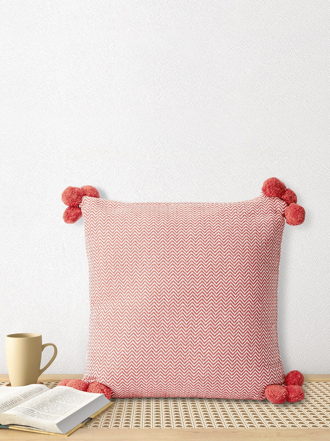 

Living scapes by Pantaloons Rust & White Geometric Square Cushion Covers