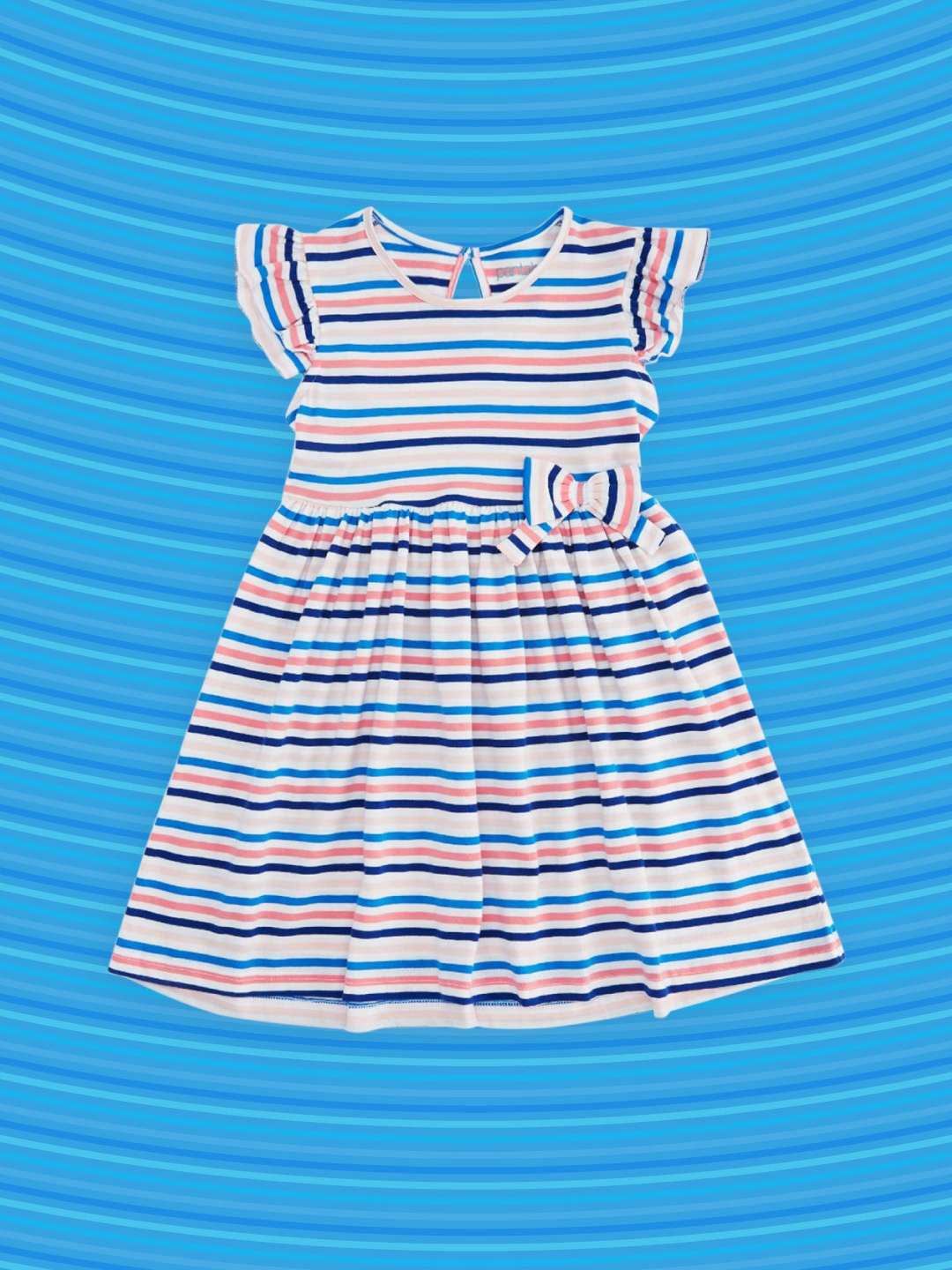 

Pantaloons Junior White & Blue Striped Dress