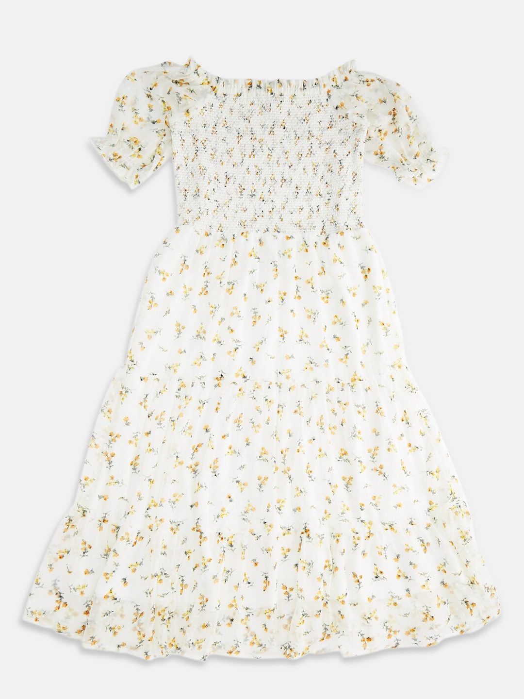 

Pantaloons Junior Off White & Yellow Floral Georgette Dress