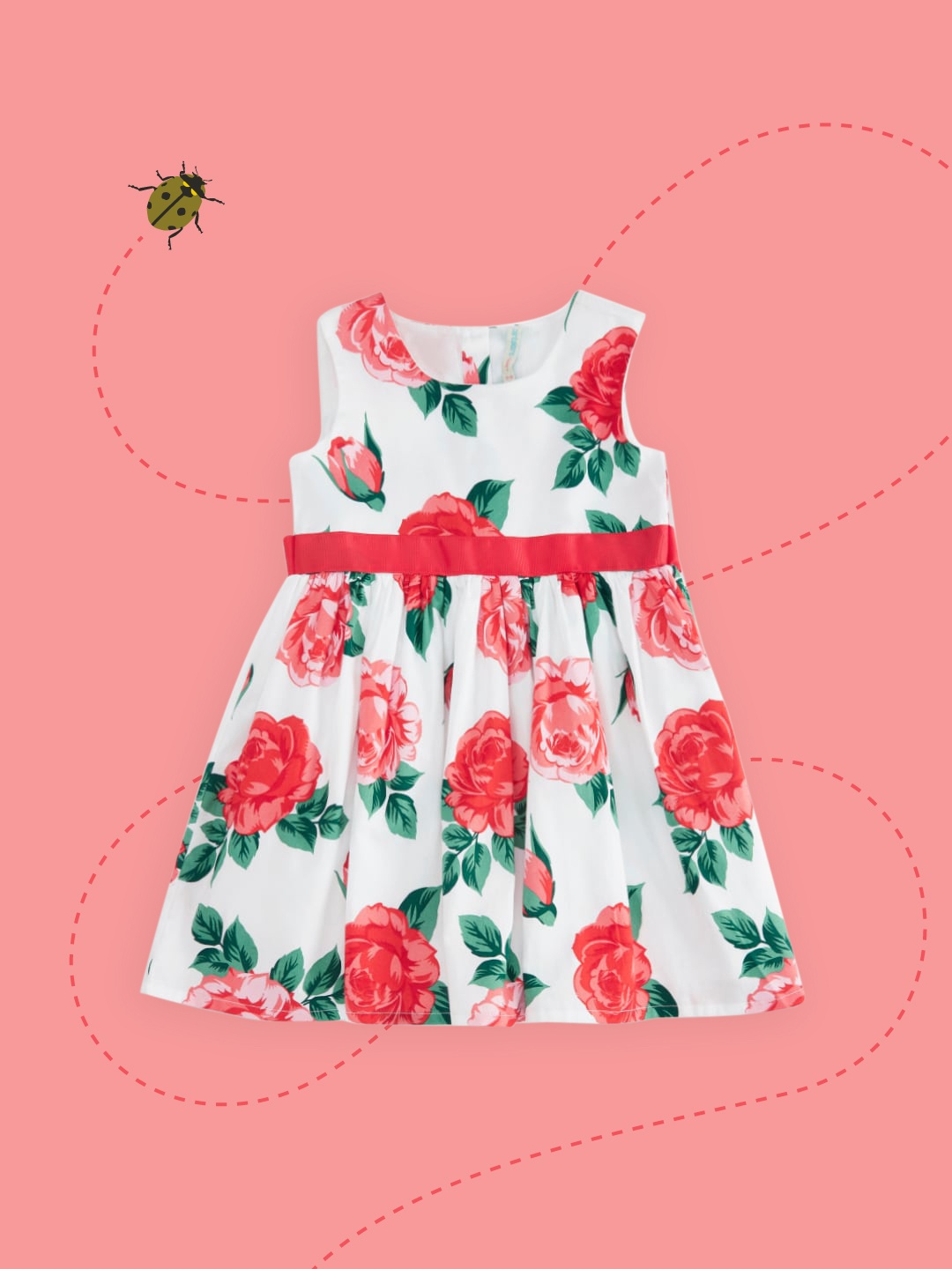 

Pantaloons Junior Off White & Pink Floral Dress