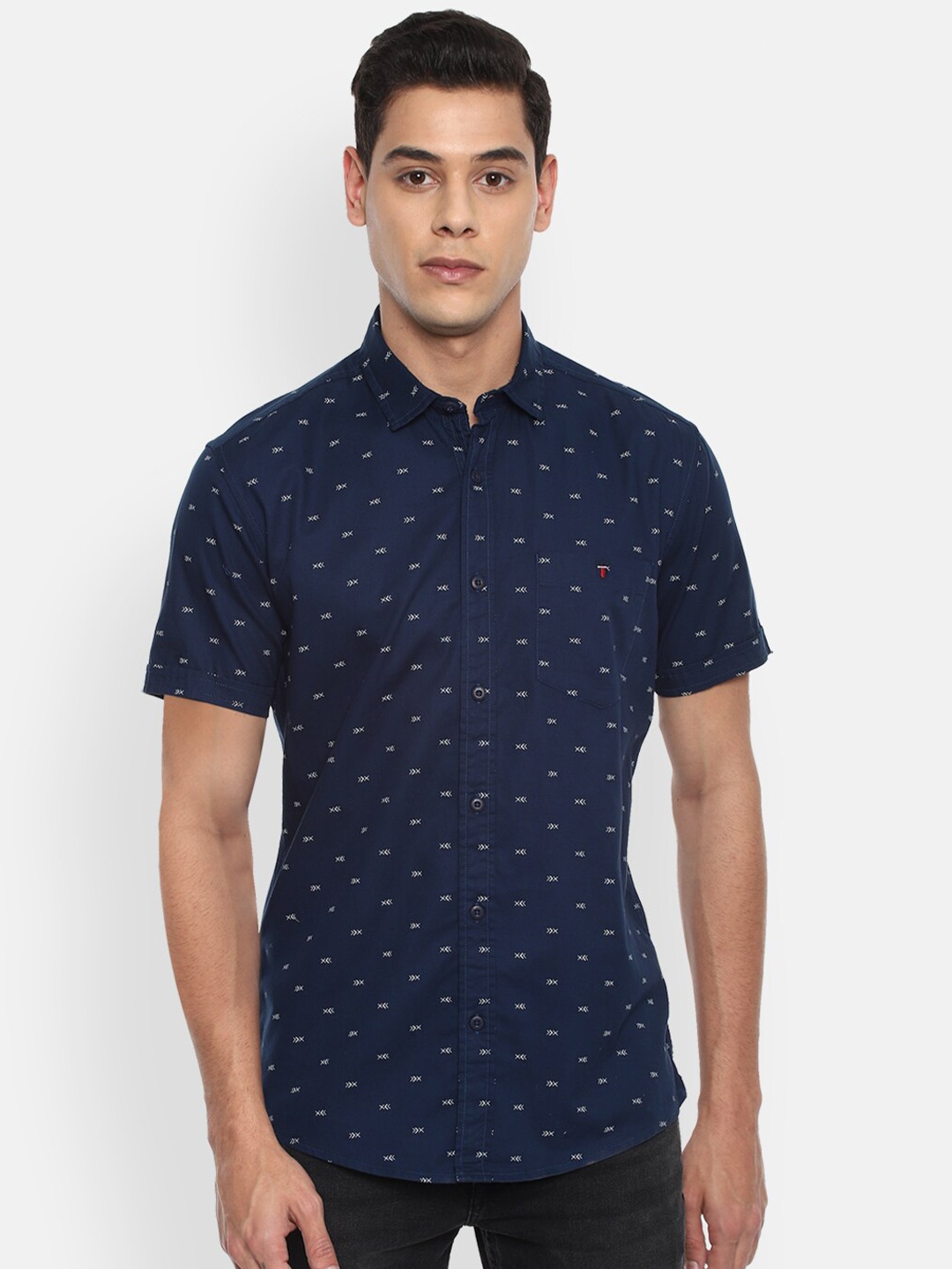 

Louis Philippe Jeans Men Navy Blue Slim Fit Pure Cotton Printed Casual Shirt