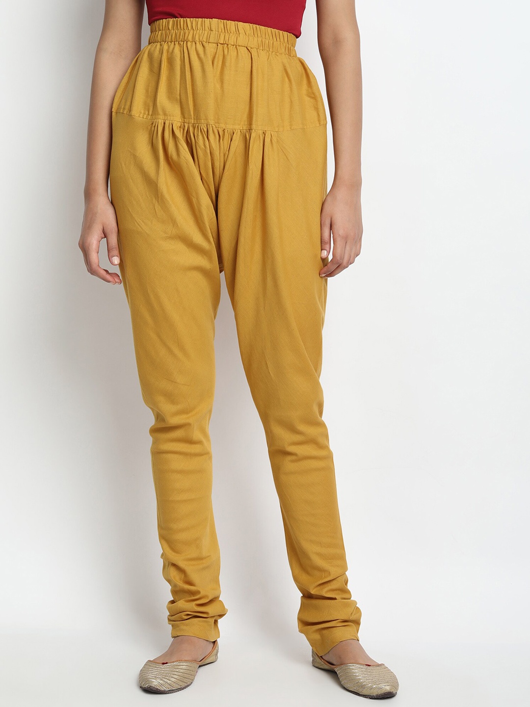 

Molcha Women Mustard Yellow Solid Churidar