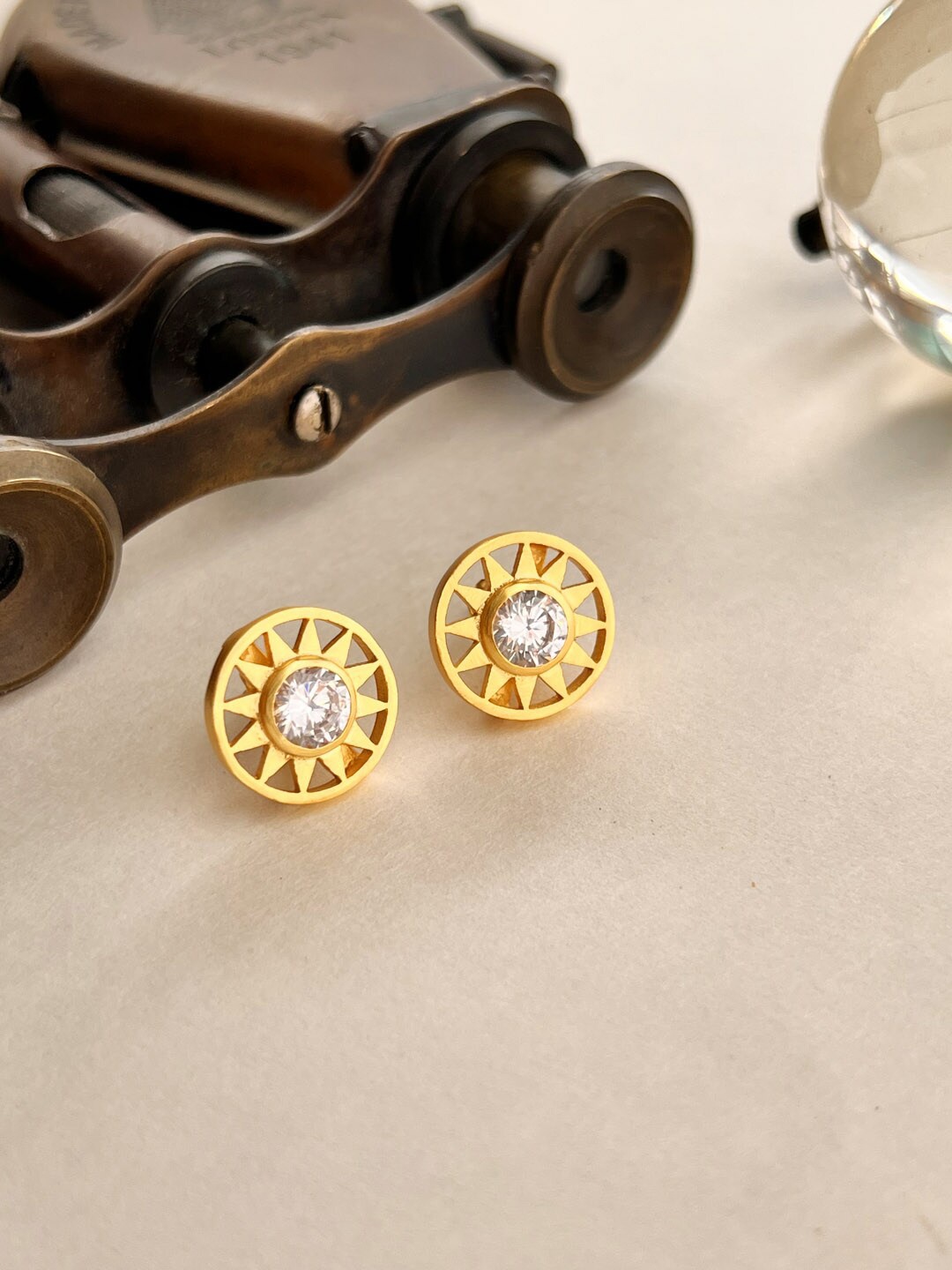 

Amaltaas Gold-Toned & White Circular Studs Earrings