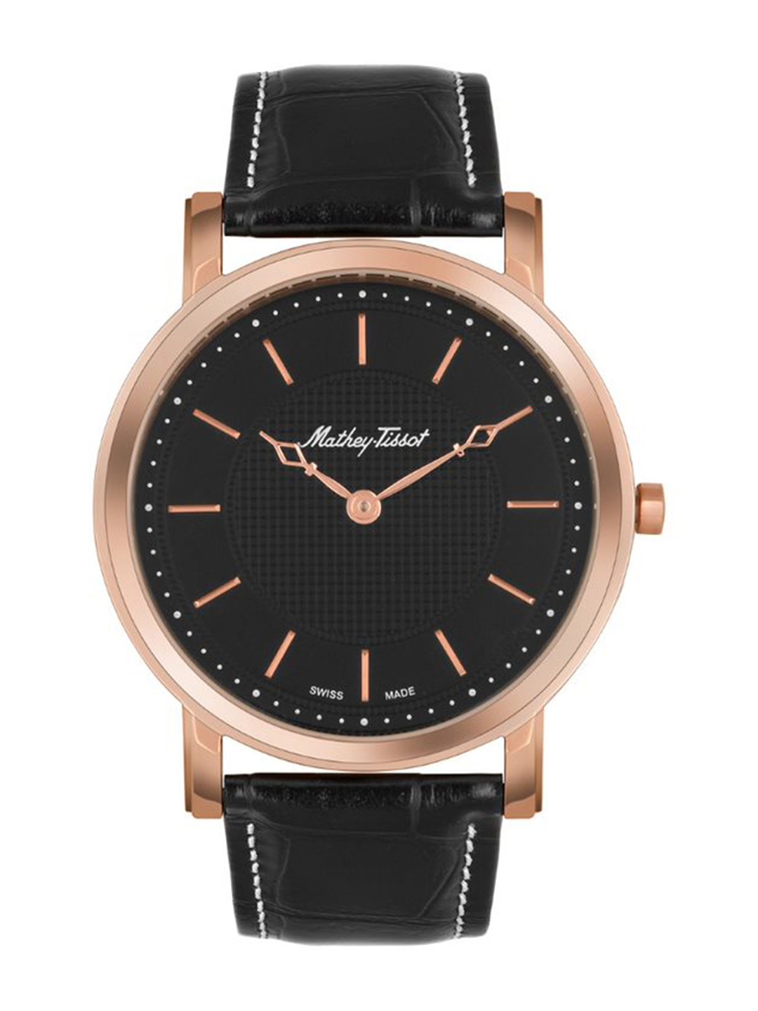 

Mathey-Tissot Swiss Made Men Black Dial Black Leather Analogue Watch HB611251SPN