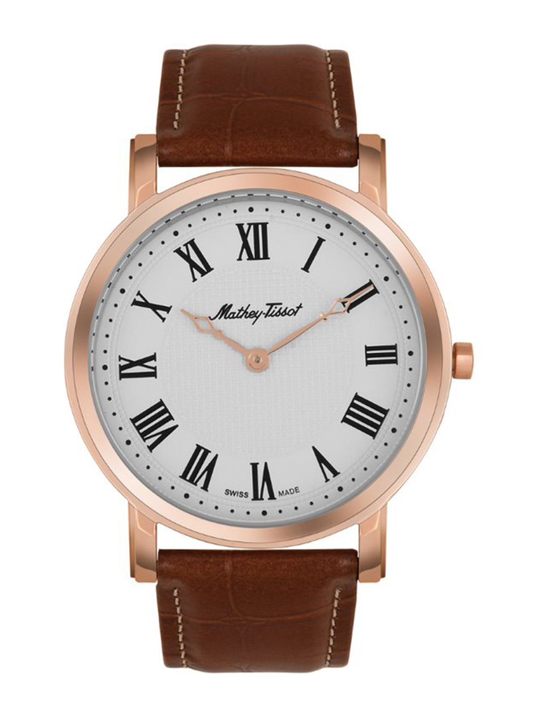 

Mathey-Tissot Men White & Brown Leather Textured Straps Analogue Watch HB611251SPBR