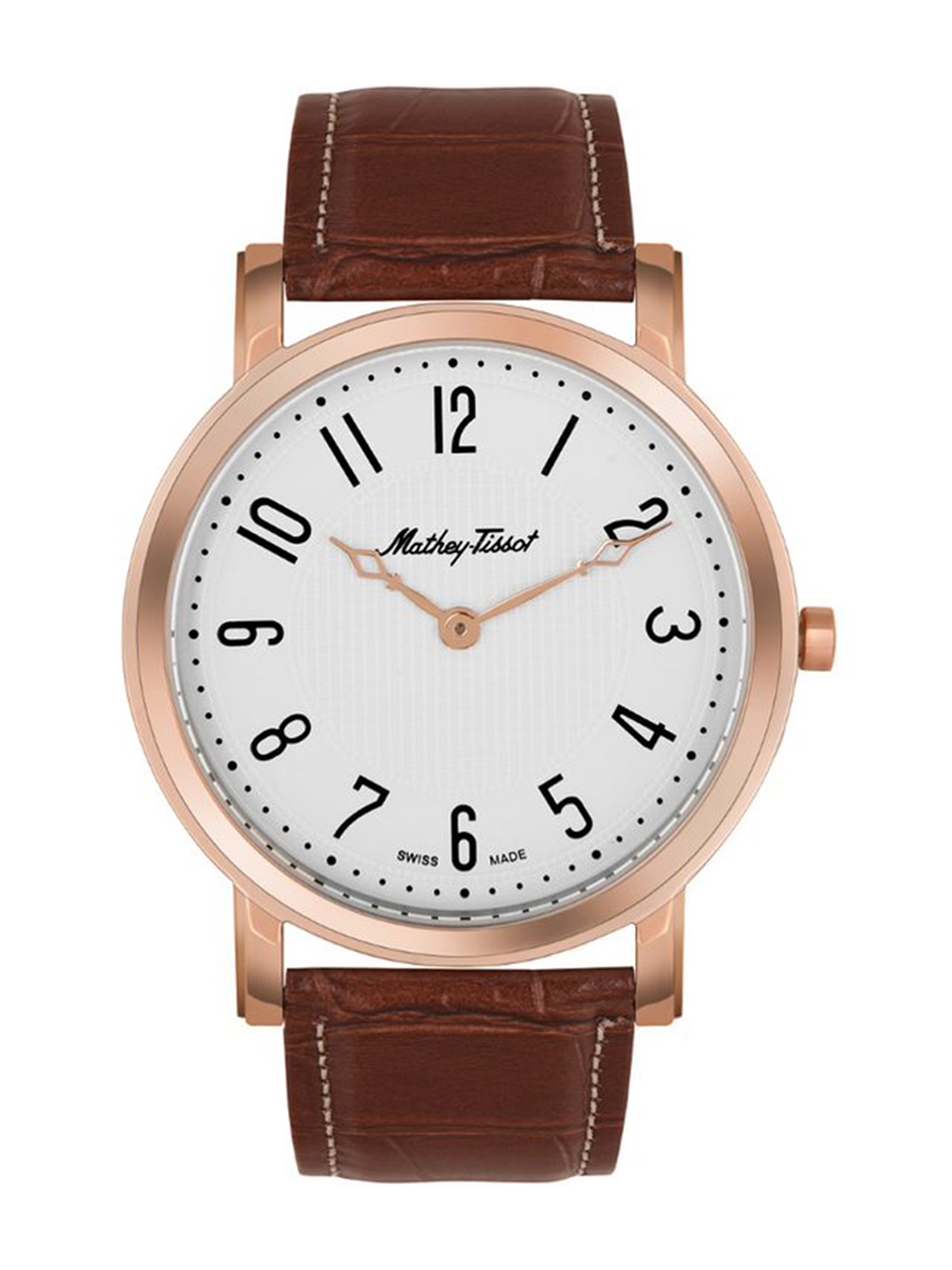 

Mathey-Tissot Men White Brass Embellished Dial & Brown Leather Straps Analogue Watch HB611251SPG