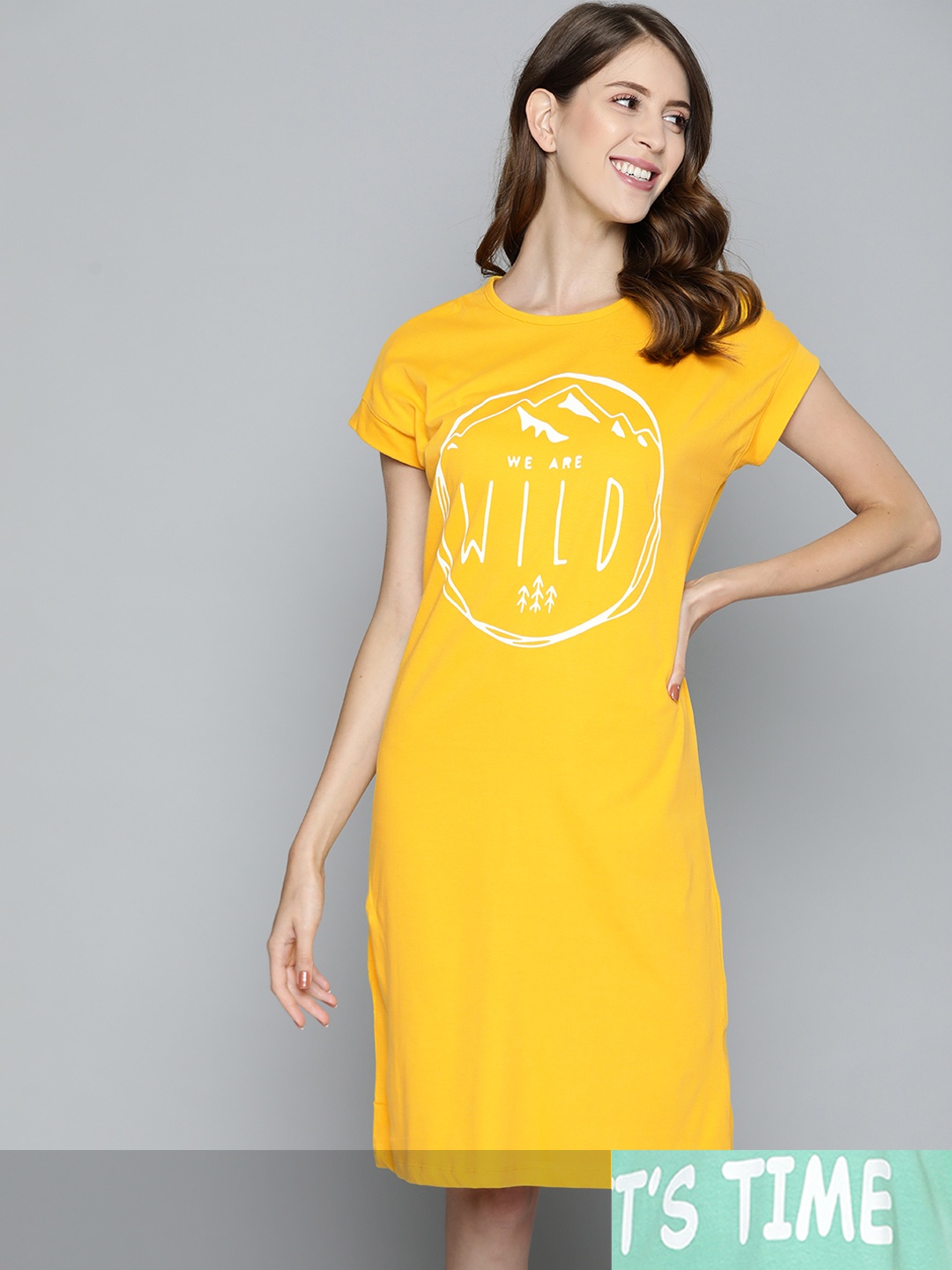 

HERE&NOW Pack Of 2 Printed Nightdress, Yellow