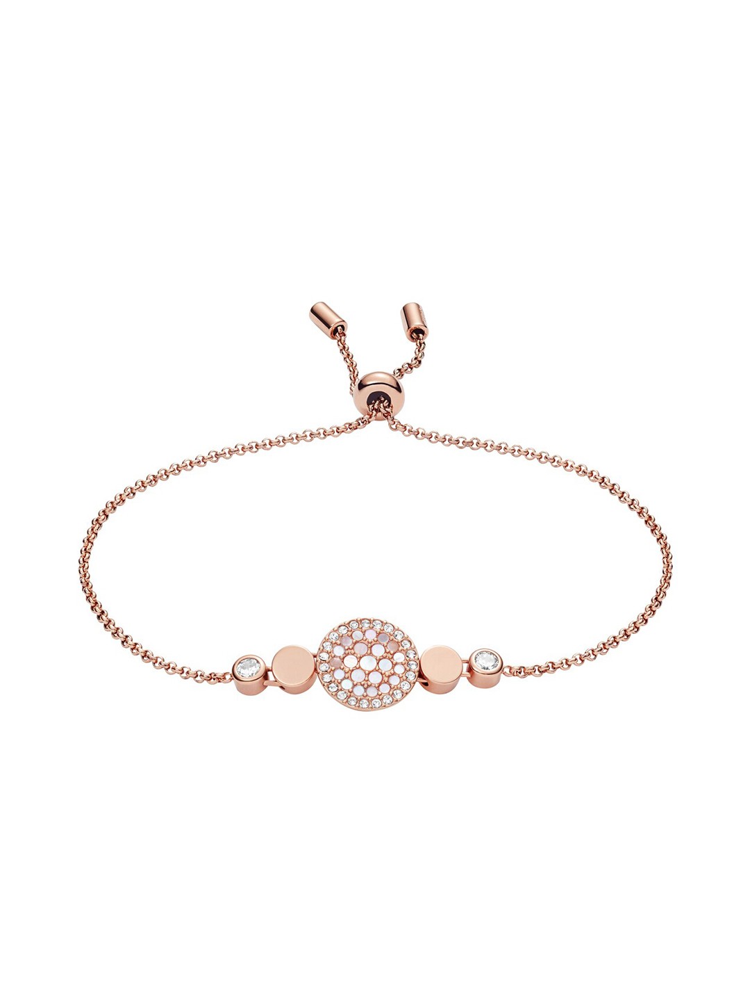 

Fossil Women Rose Gold & White Crystals Charm Bracelet