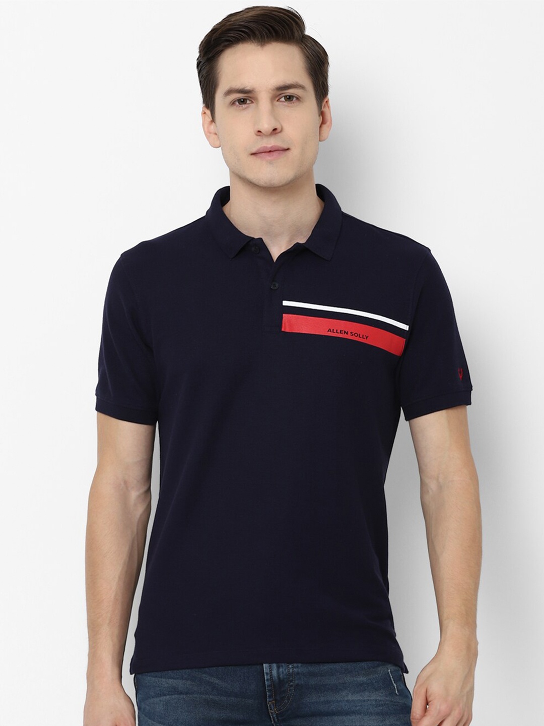 

Allen Solly Men Navy Blue Polo Collar T-shirt