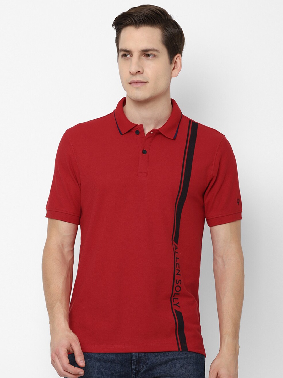 

Allen Solly Men Red Placement Printed Polo Collar T-shirt