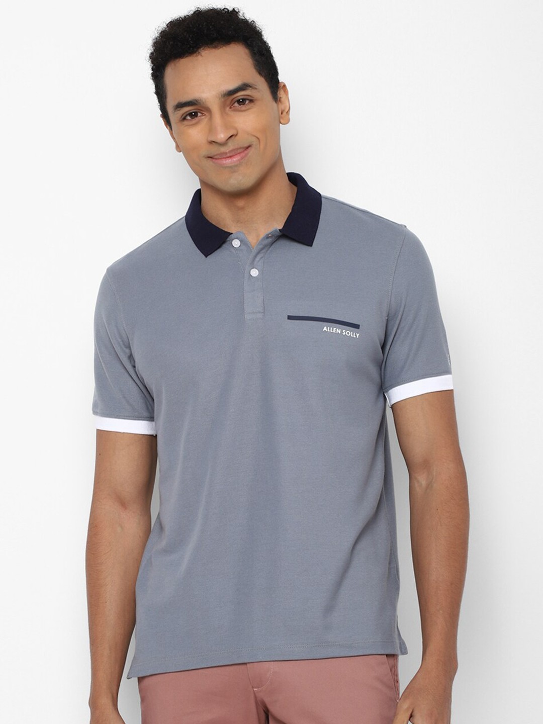

Allen Solly Men Blue Solid Polo Collar Pockets T-shirt