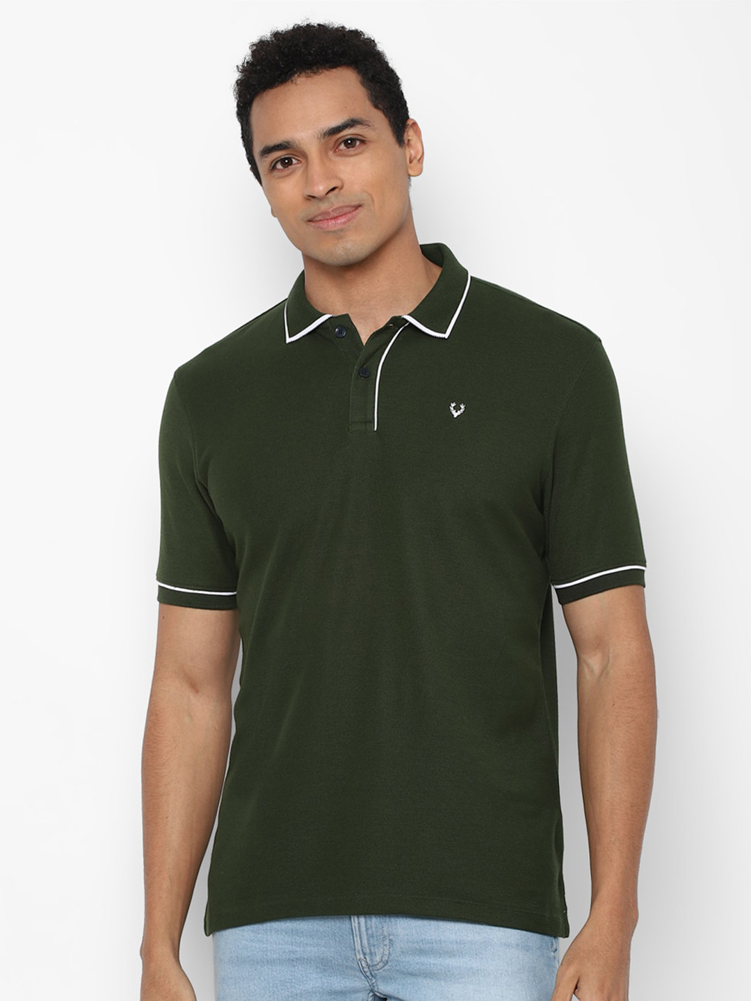 

Allen Solly Men Olive Green Polo Collar T-shirt