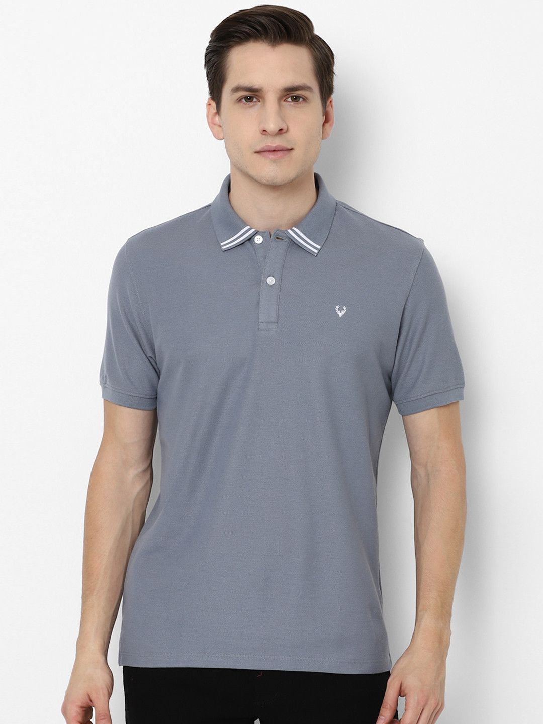 

Allen Solly Men Grey Solid Polo Collar T-shirt