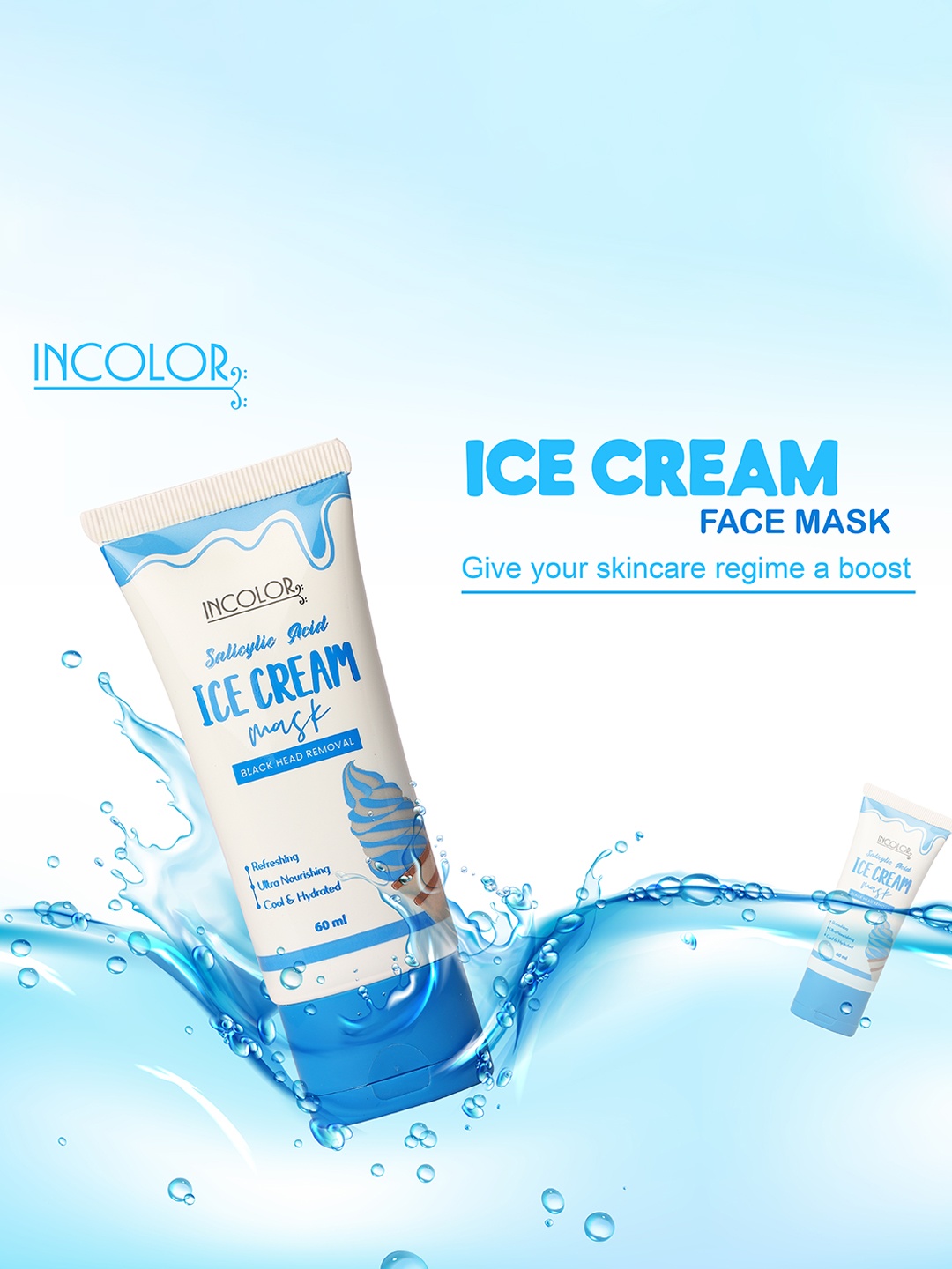 

INCOLOR Salicylic Acid Black Head Removal Ice Cream Face Mask 60 ml, Blue