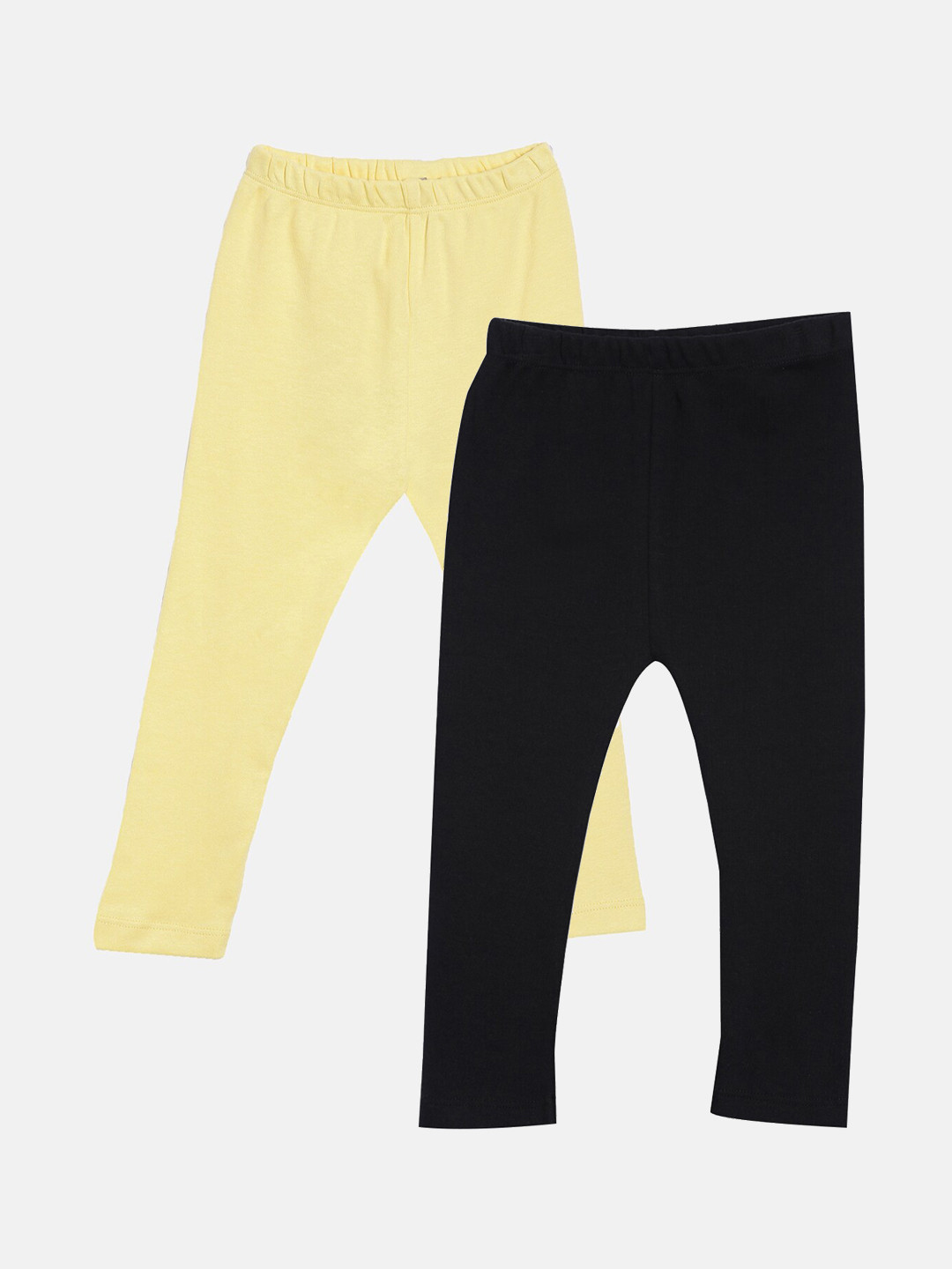 

Kryptic Girls Pack Of 2 Black & Yellow Solid Pure Cotton Ankle-Length Leggings