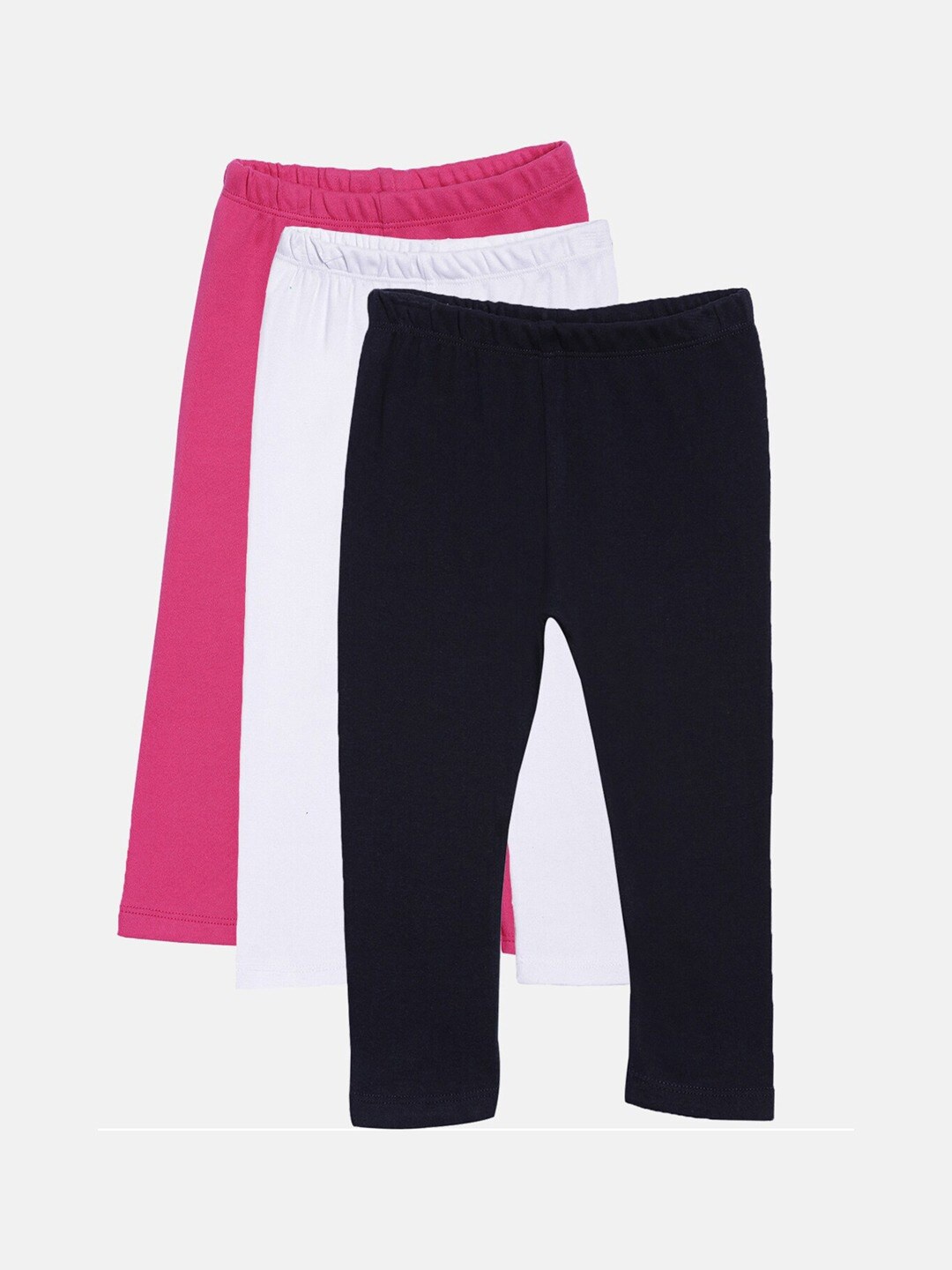 

Kryptic Girls Pack of 3 Solid Cotton Ankle-Length Leggings, Pink