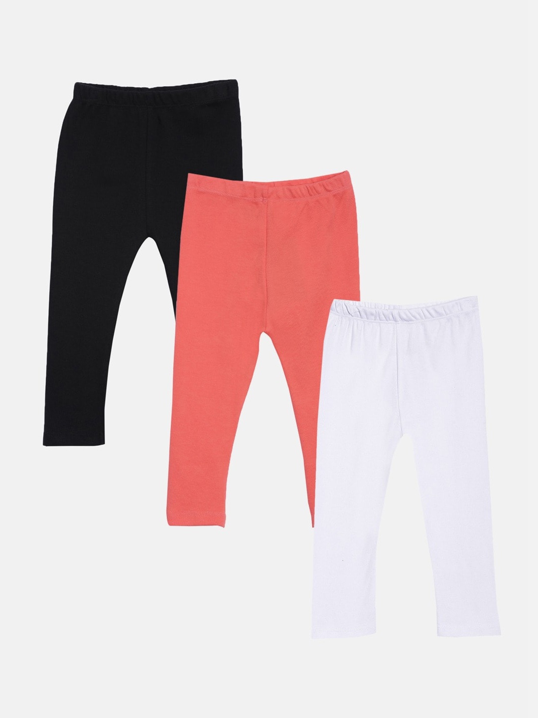 

Kryptic Girls Black & White Pack of 3 Solid Cotton Leggings