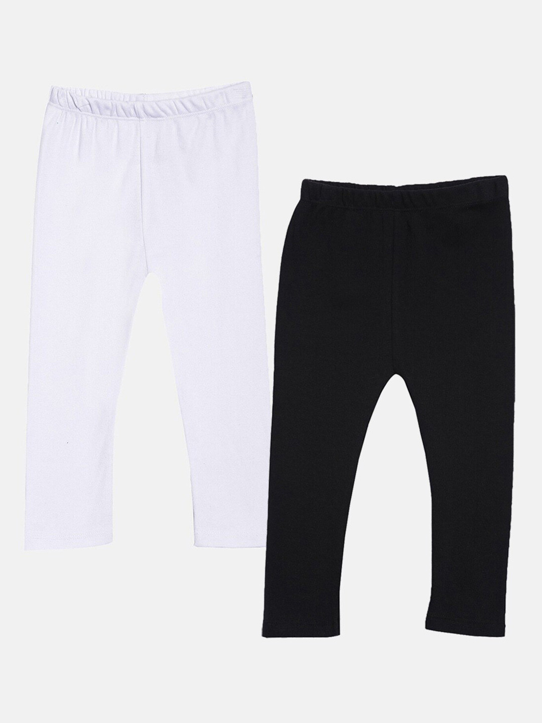 

Kryptic Girls Pack of 2 Black & White Solid Ankle Length Pure Cotton Leggings