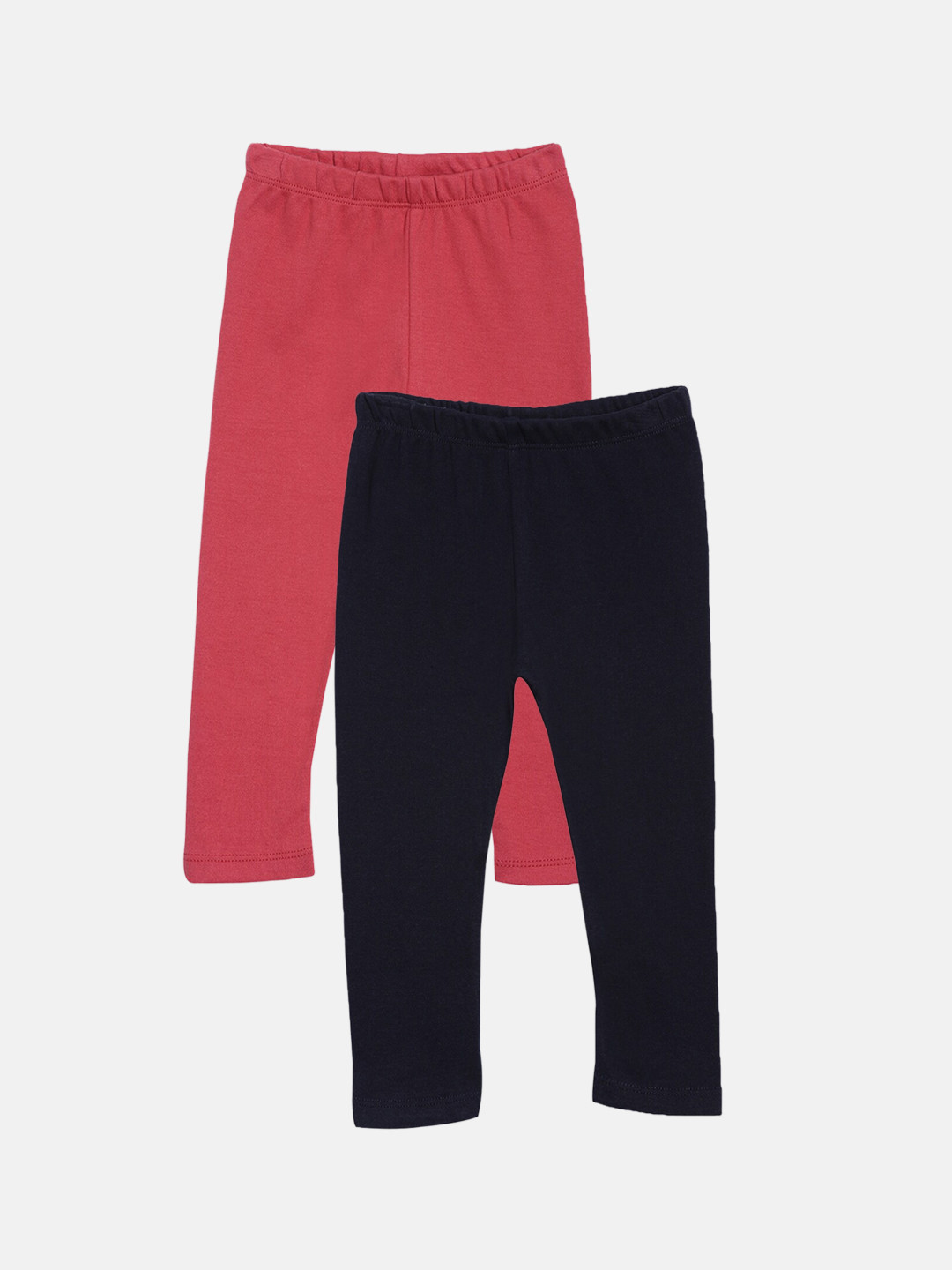 

Kryptic Girls Pack Of 2 Navy Blue & Red Solid Pure Cotton Leggings