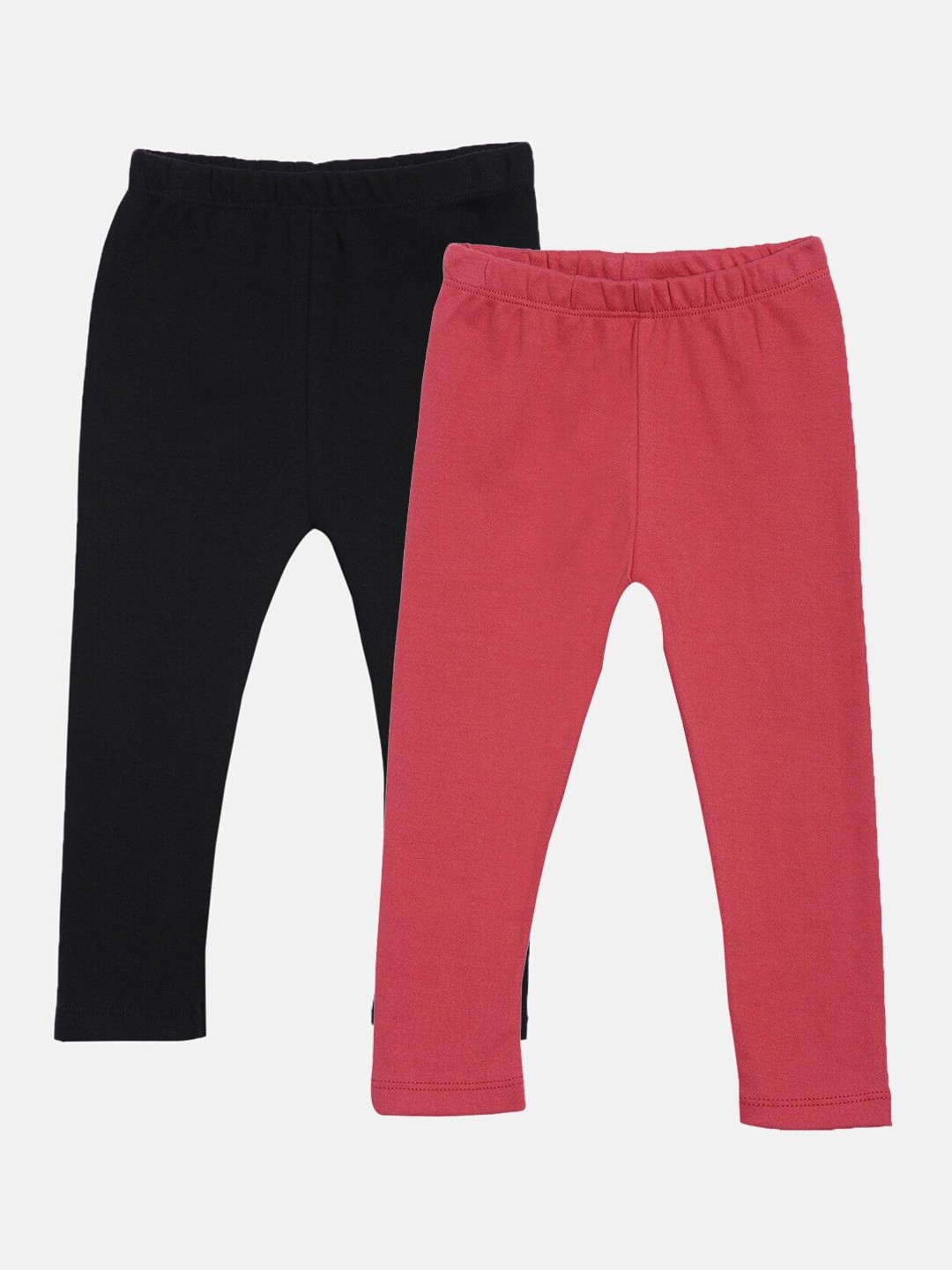 

Kryptic Girls Pack of 2 Solid Pure Cotton Ankle Length Leggings, Black