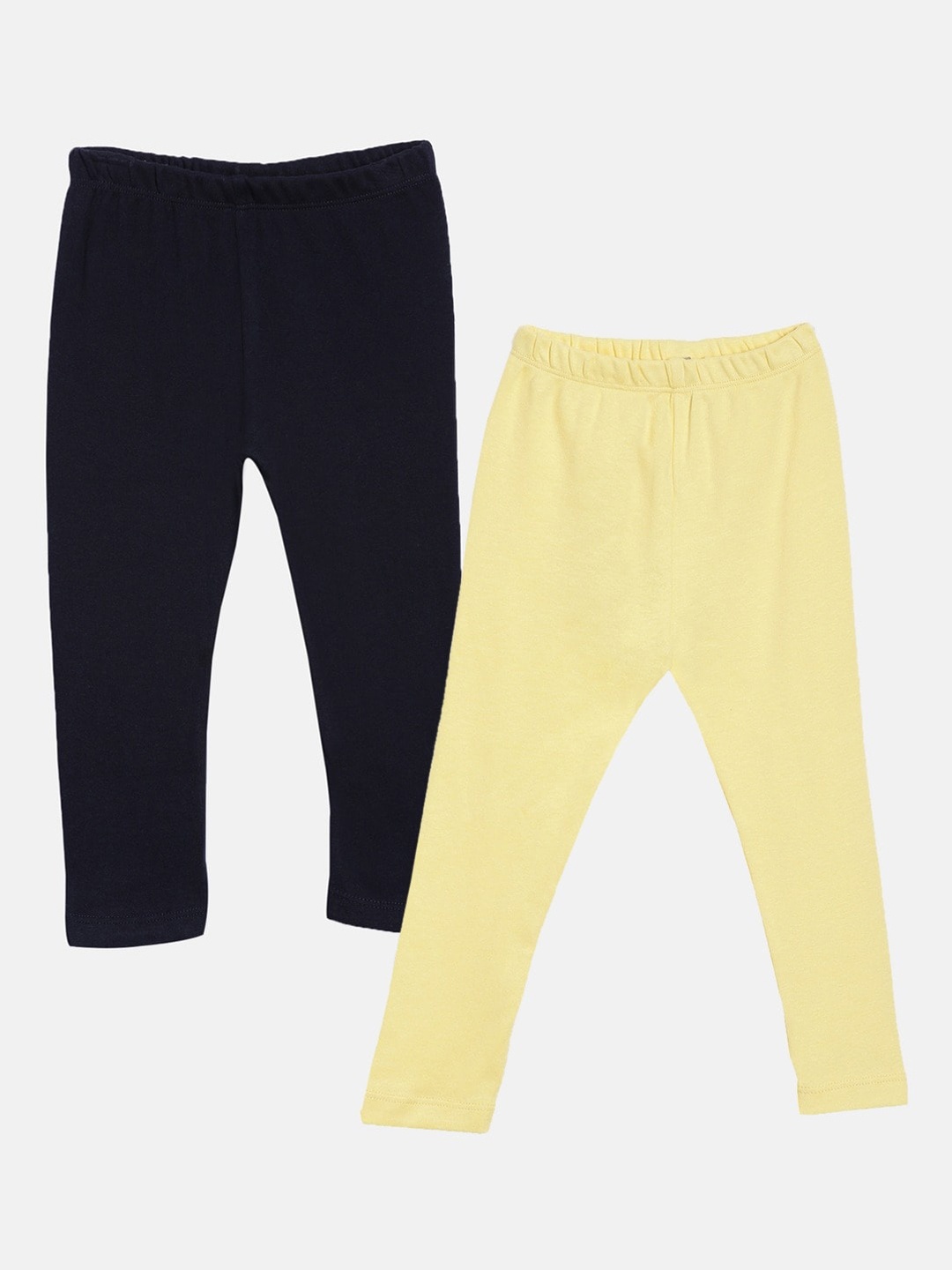 

Kryptic Girls Pack Of 2 Navy Blue & Yellow Cotton Leggings