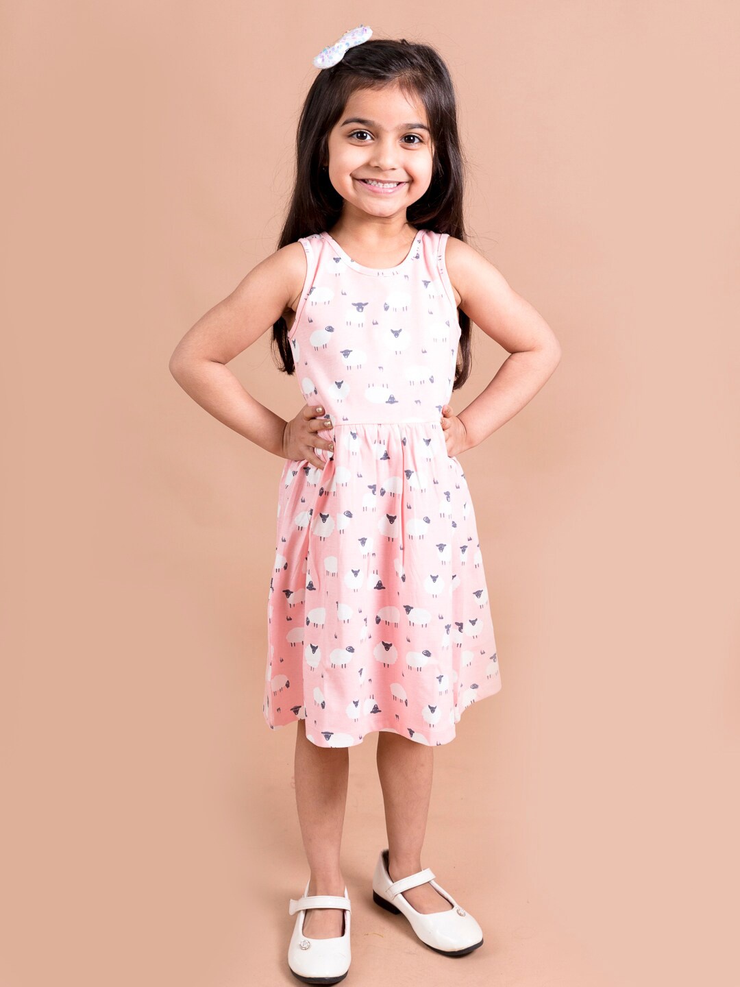 

pspeaches Pink & White Printed Dress