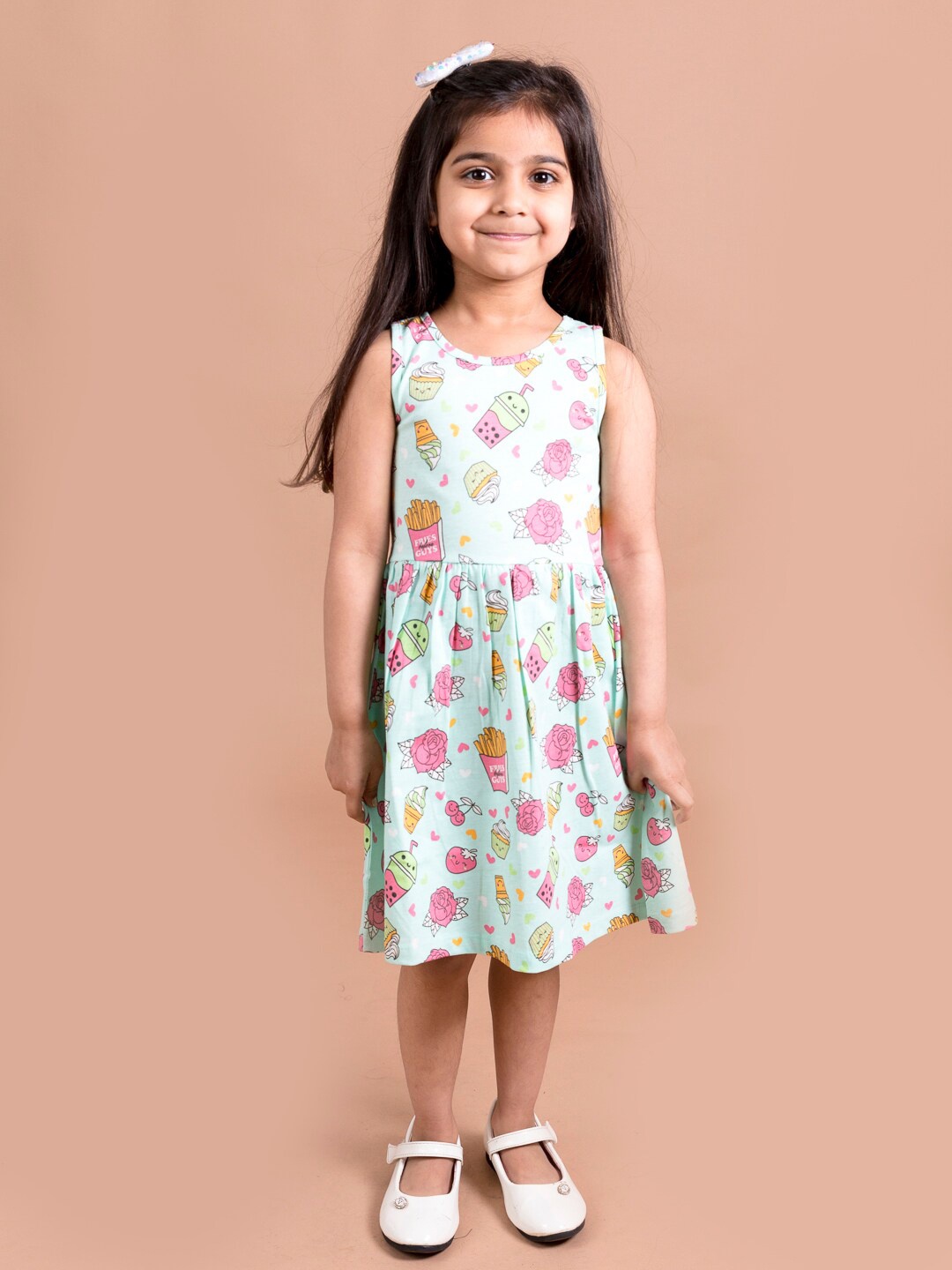 

pspeaches Green & Pink Floral Dress