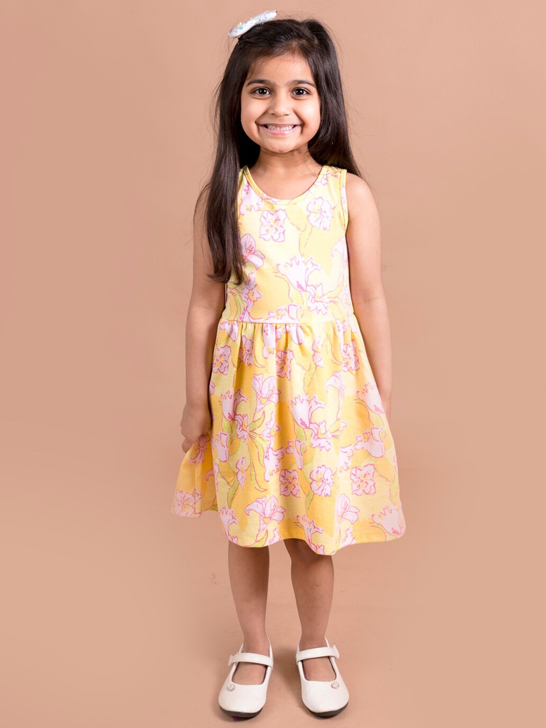 

pspeaches Yellow & Pink Floral Dress