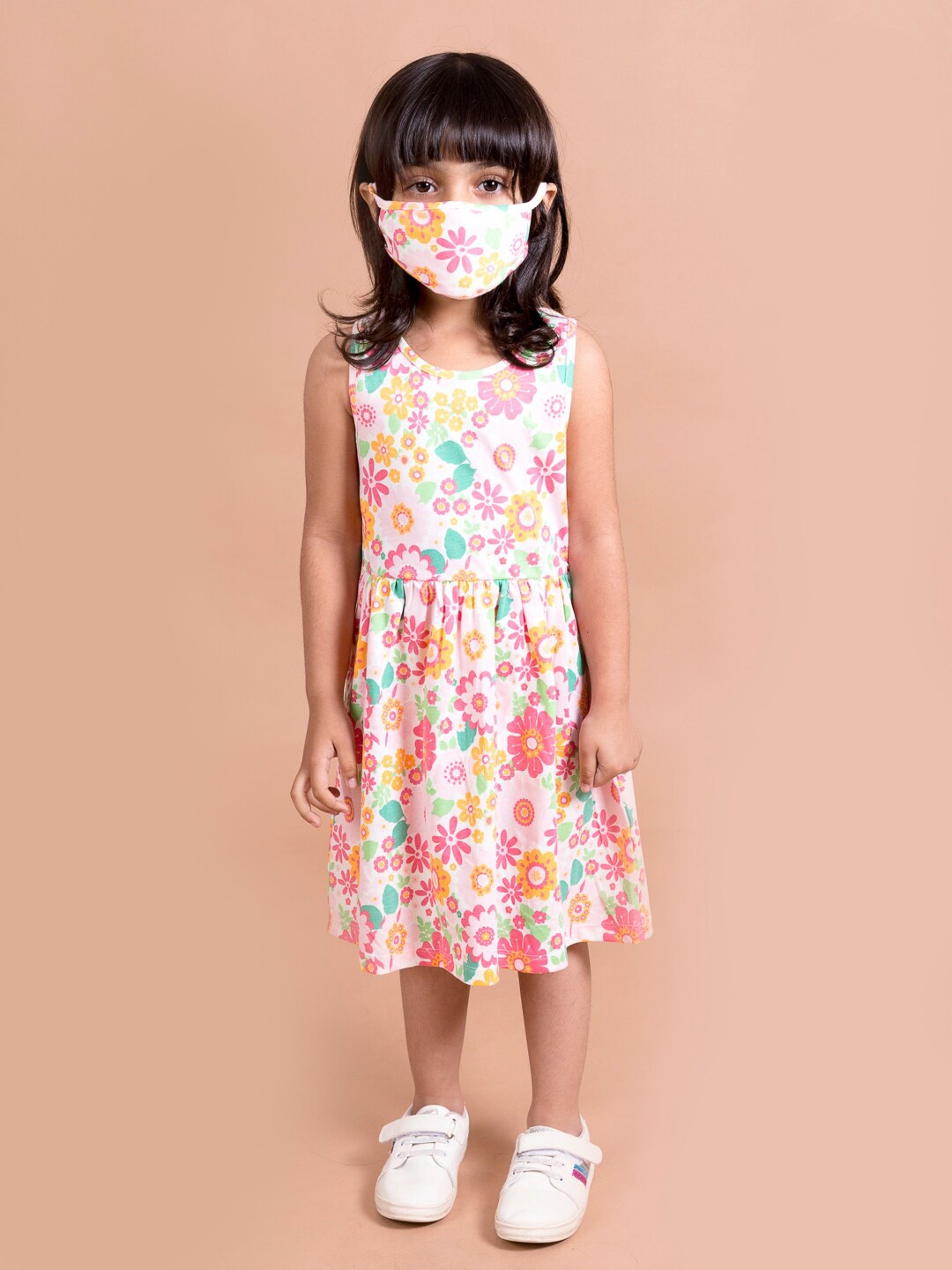 

pspeaches White & Pink Floral Midi Dress