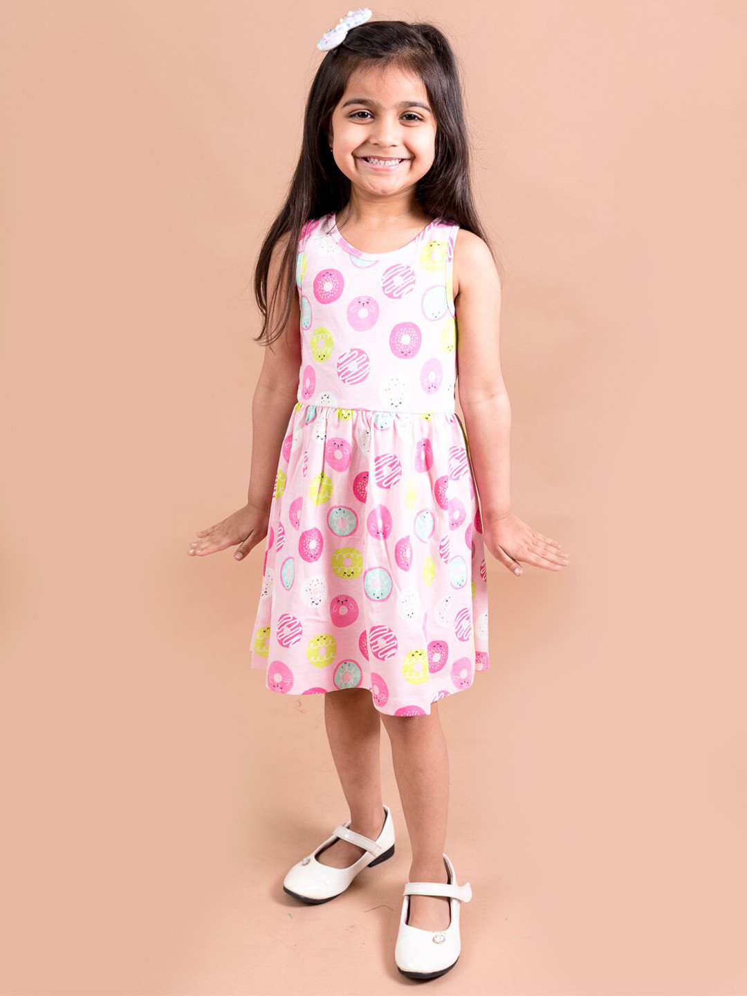 

pspeaches Pink & Yellow Donut Printed Dress