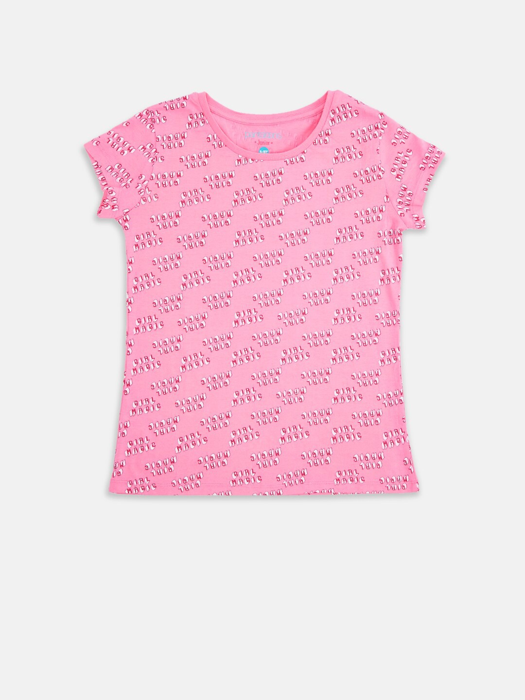 

Pantaloons Junior Girls Pink Printed Pure Cotton T-shirt