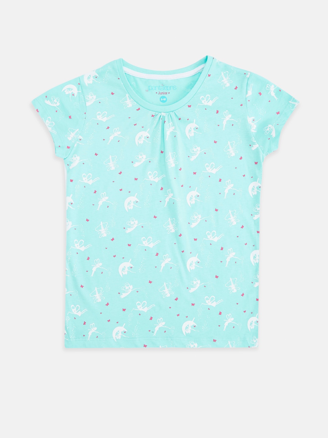 

Pantaloons Junior Girls Blue Printed Pure Cotton T-shirt