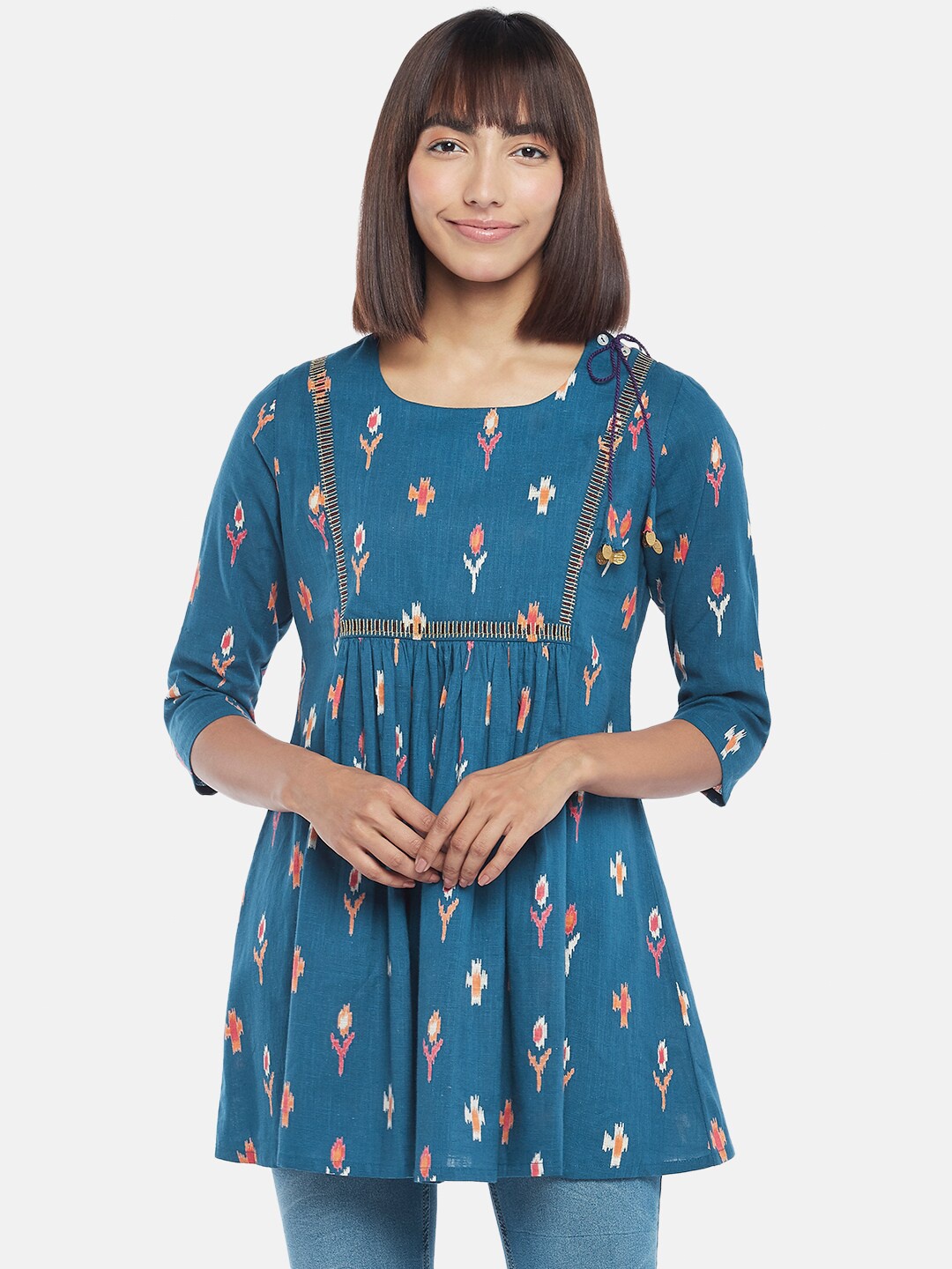 

People Blue & Pink Self Design Tunic