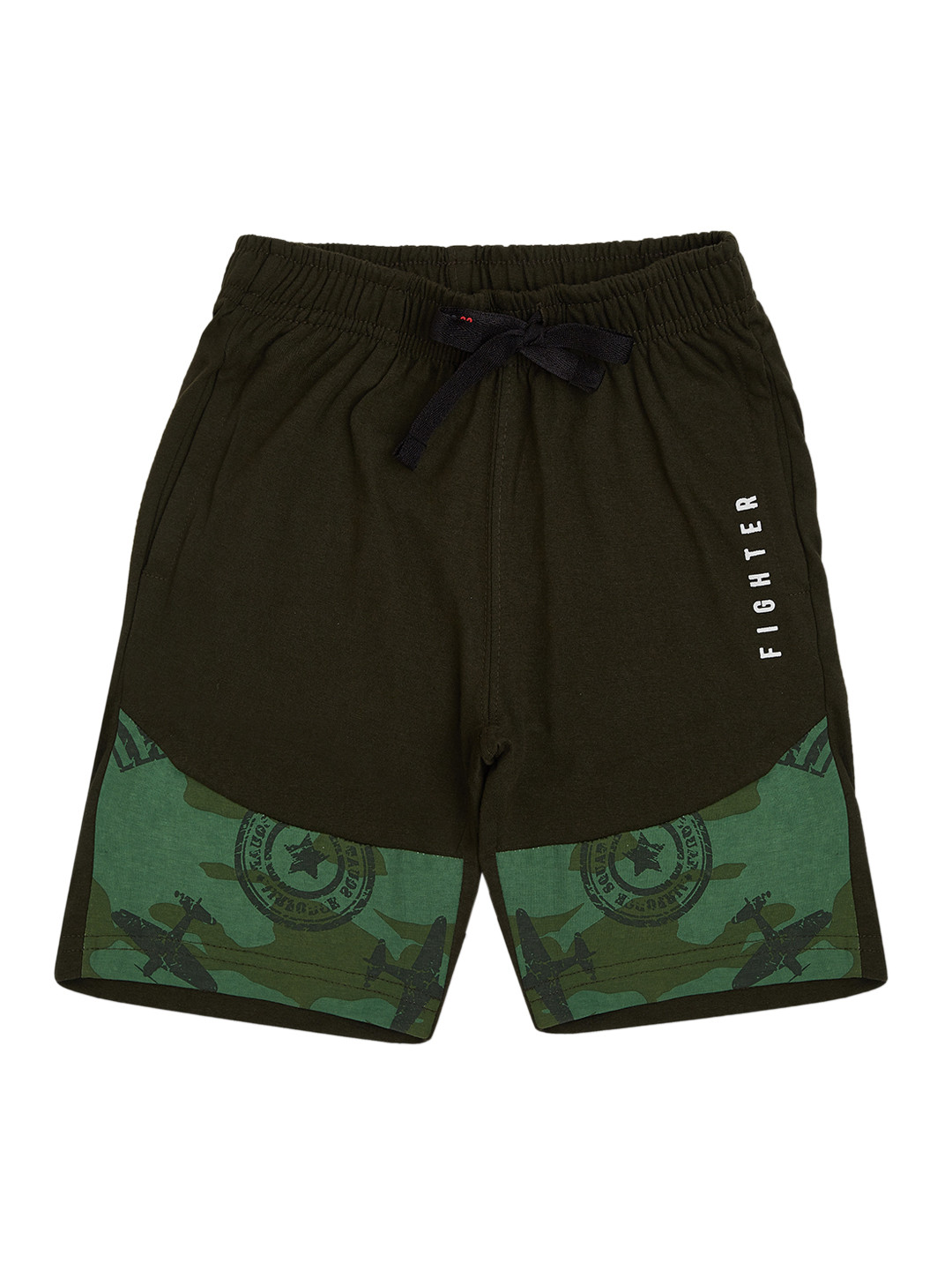 

Sweet Dreams Boys Olive Green Camouflage Printed Cotton Regular Shorts