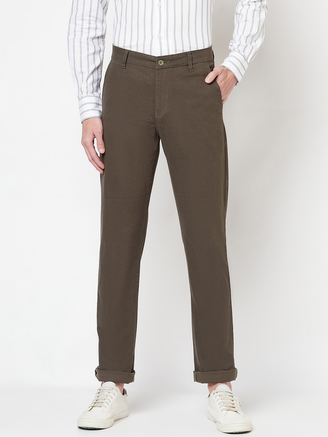 

Crimsoune Club Men Olive Green Regular Fit Trousers