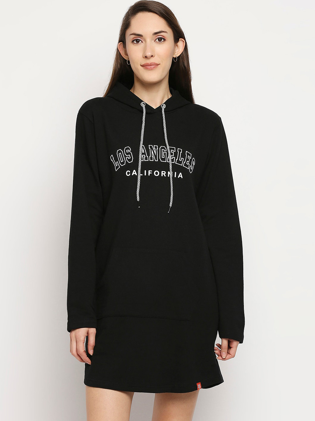 

evolove Black Printed Hooded Nightdress