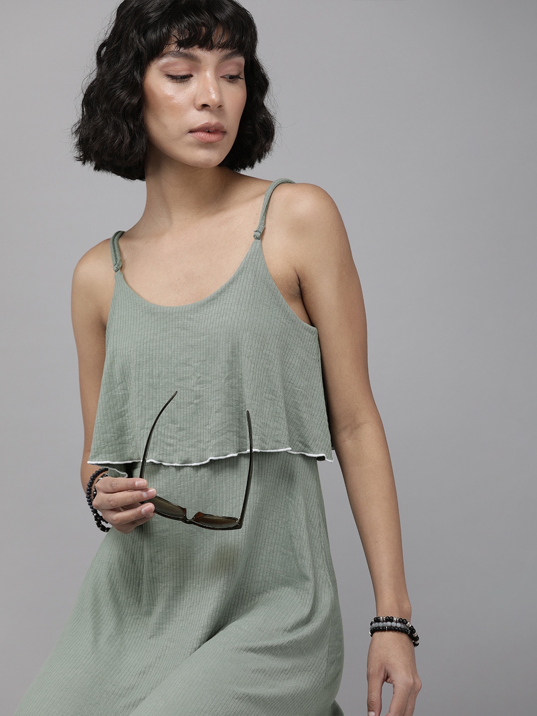 

Roadster Green Layered A-Line Dress