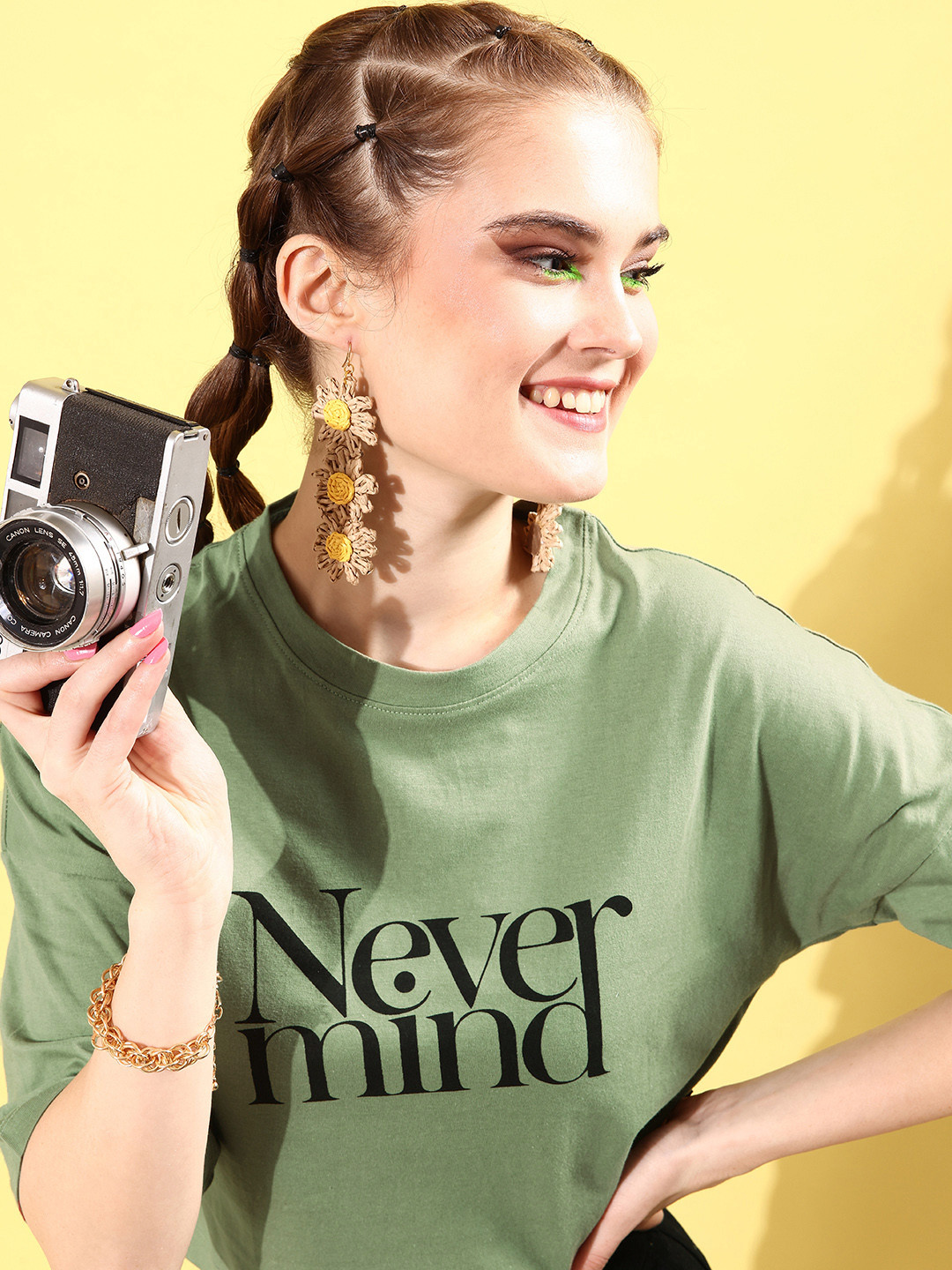 

Roadster Women Gorgeous Green Typography Seriously Silly Tshirt