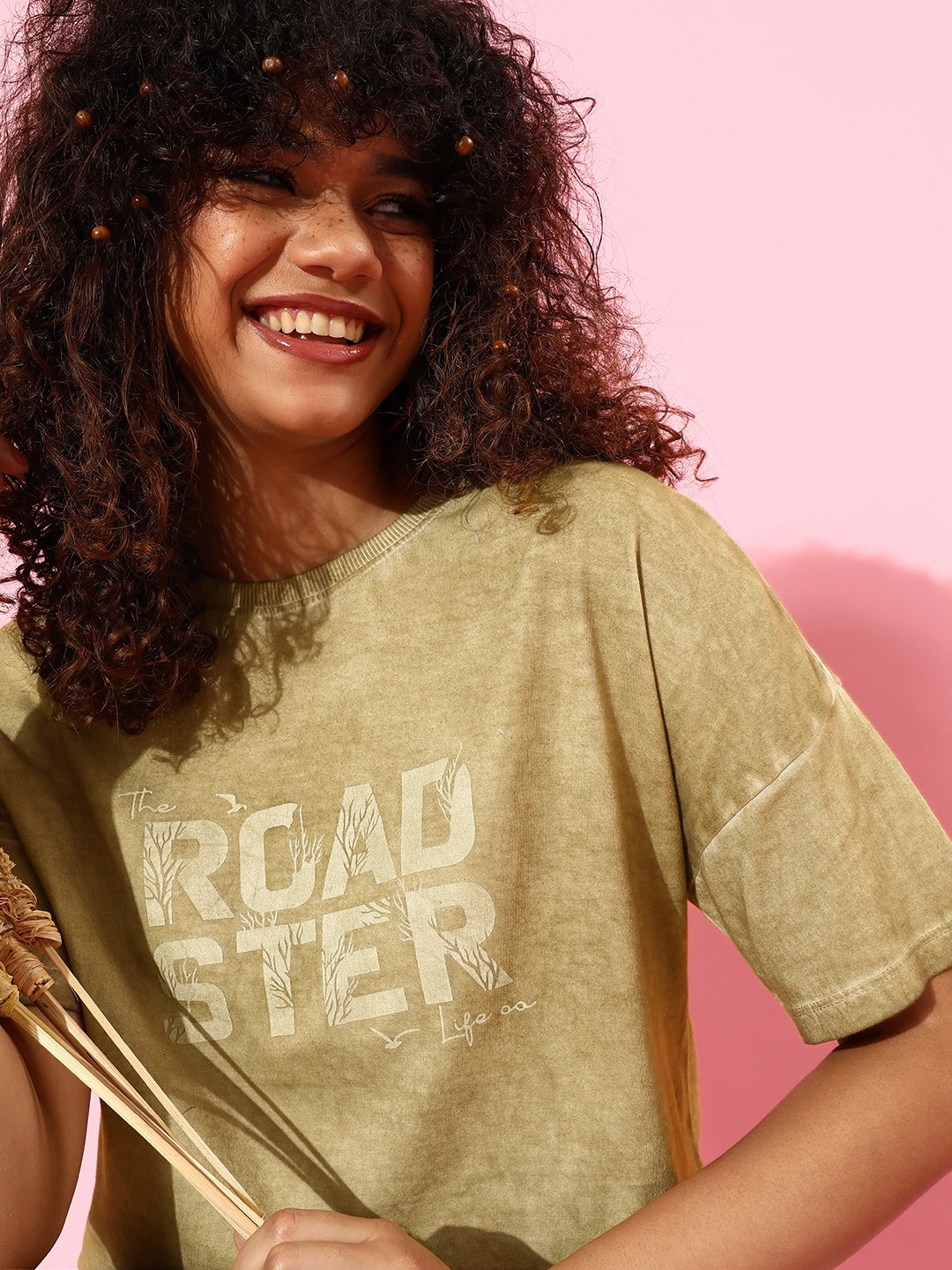 

Roadster Women Bright Yellow Typography Graphic Tee
