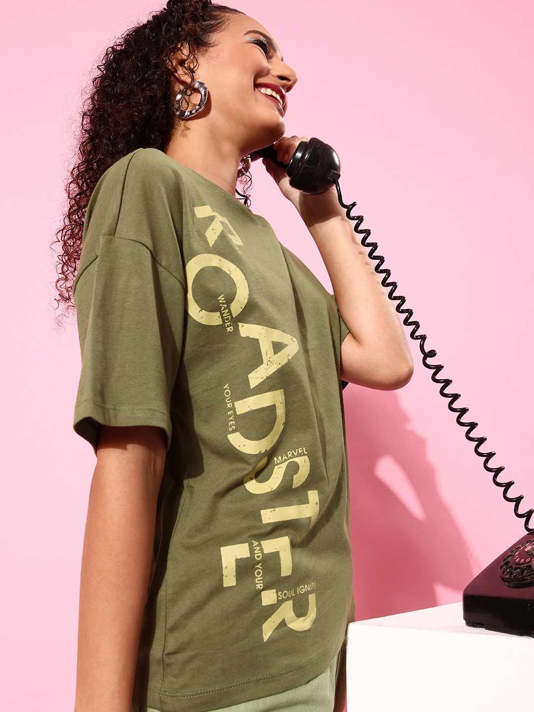 

Roadster Women Olive Typography Graphic Tee