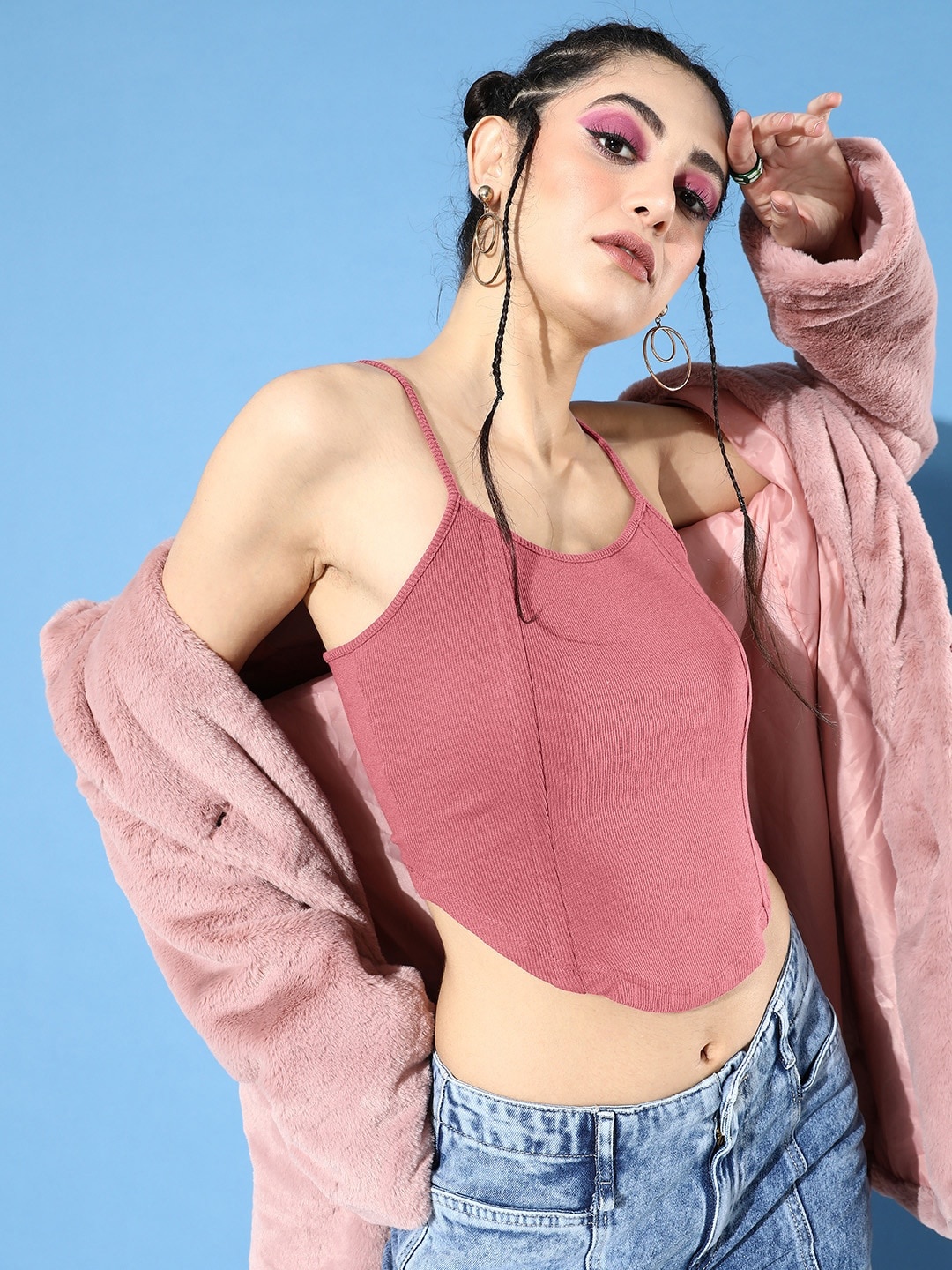 

The Roadster Lifestyle Co. Sleeveless Knitted Crop Top, Rose
